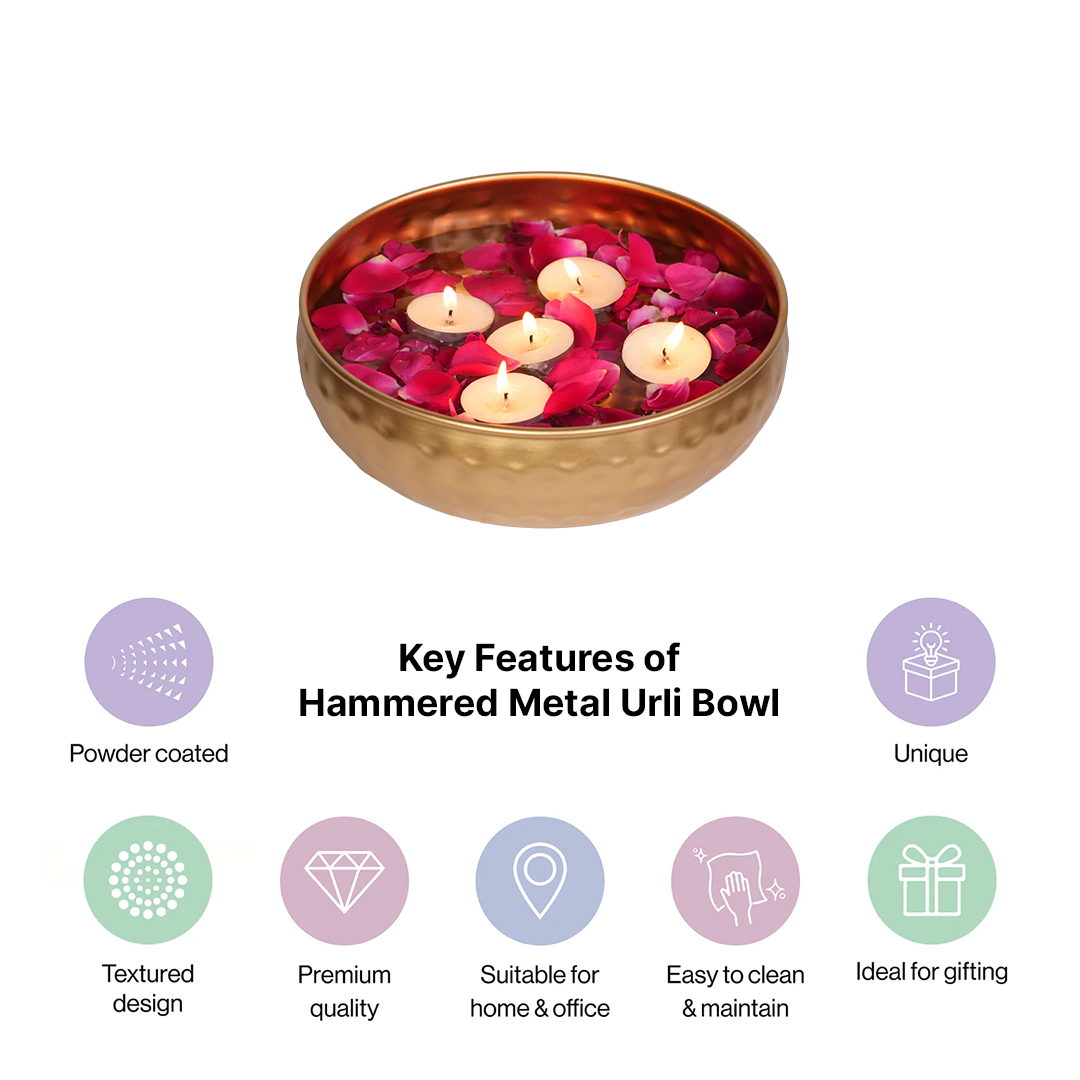 Decorative Hammered Metal Urli Bowl