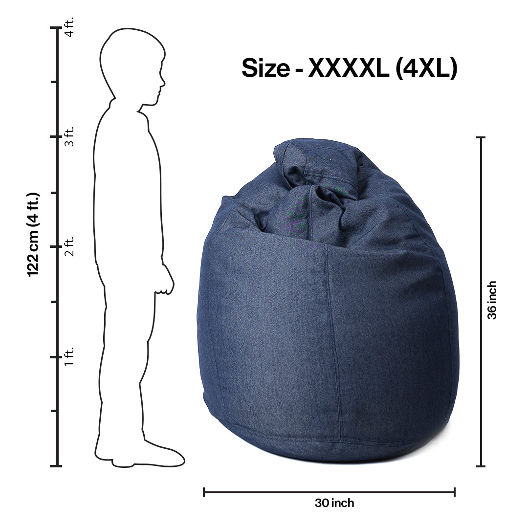 Teardrop Denim Bean Bag with Beans