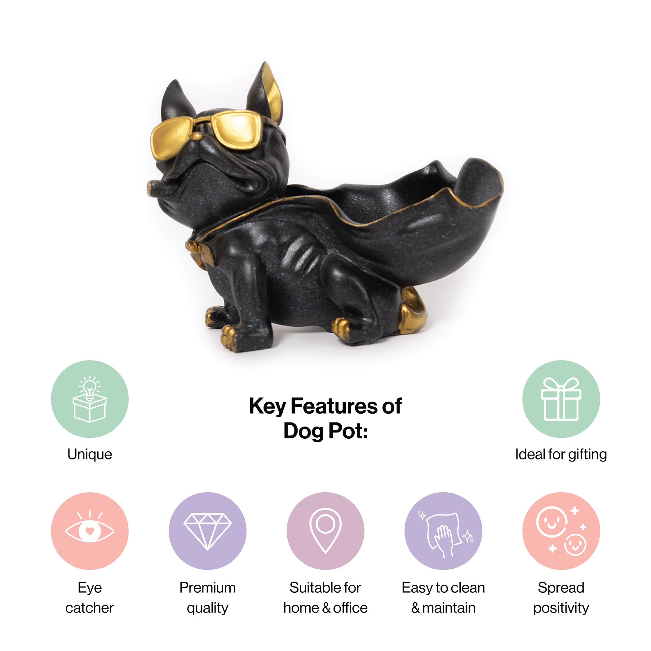 Geometric Dog Statue Jewelry Storage Bowl In Home Decor