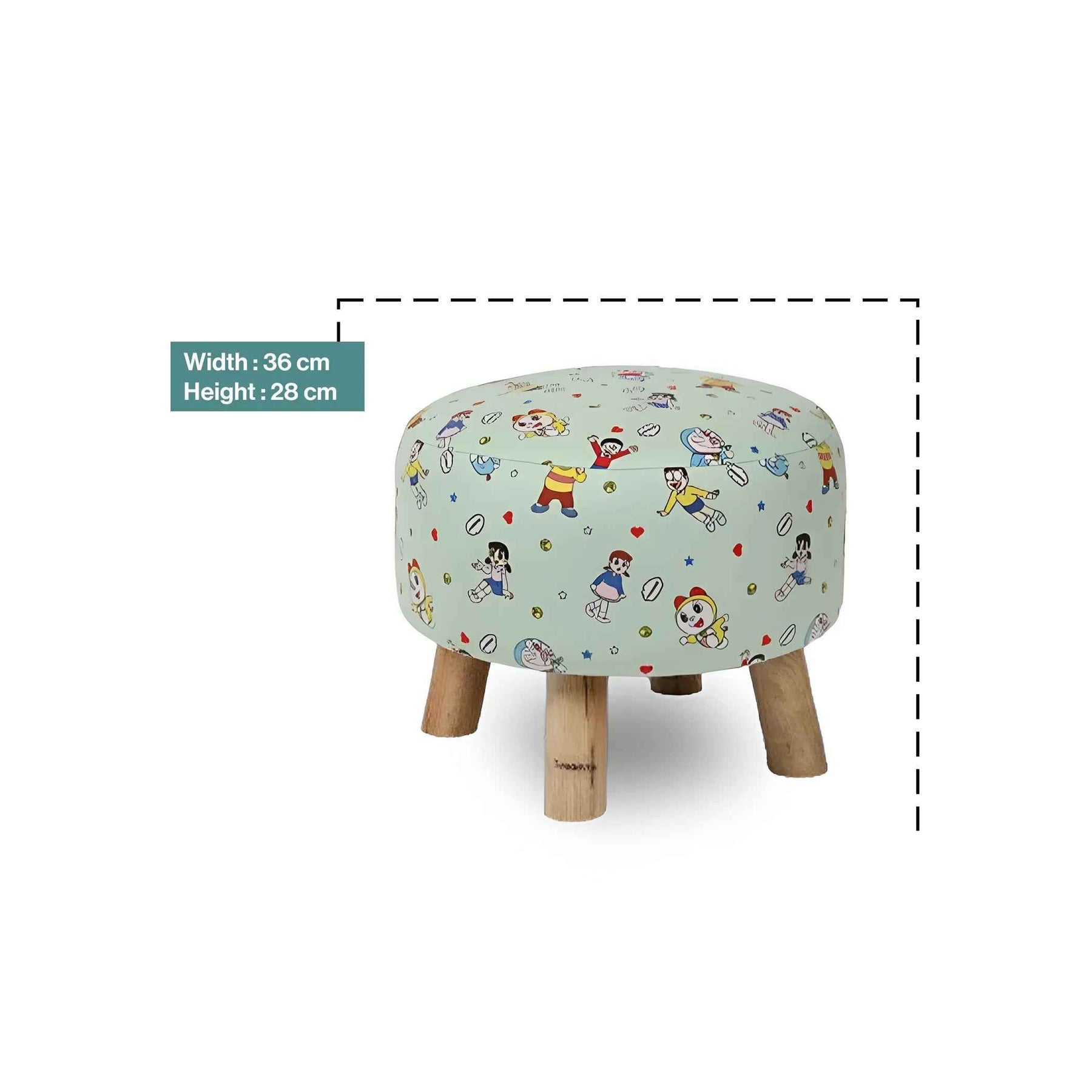 Kids Printed Round Ottoman Stool in Doraemon Edition