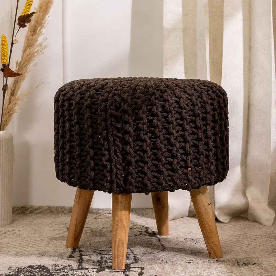Dori Ottoman Pouffe Stool in Oak Brown