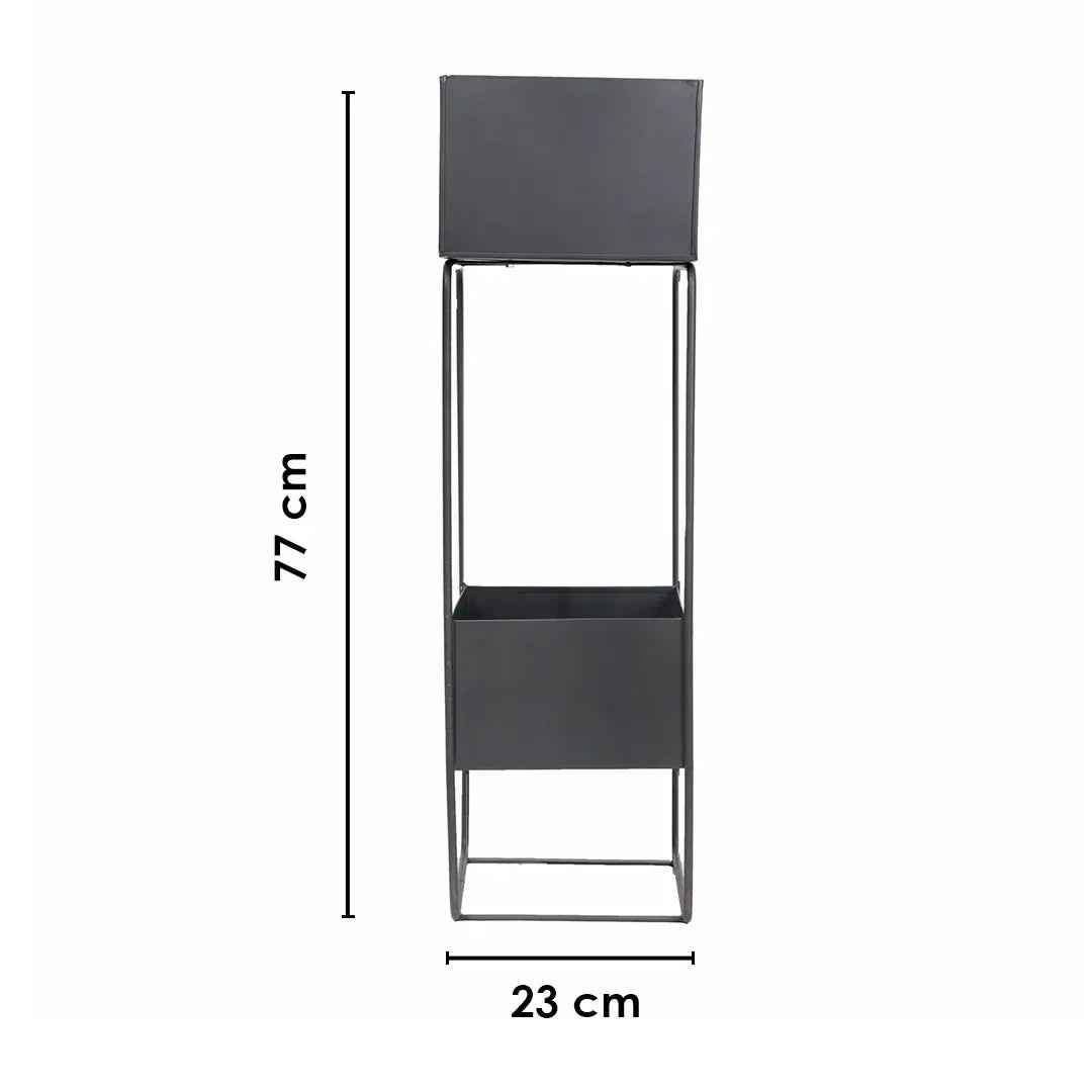 Double Pot Metal Planter Stand Black
