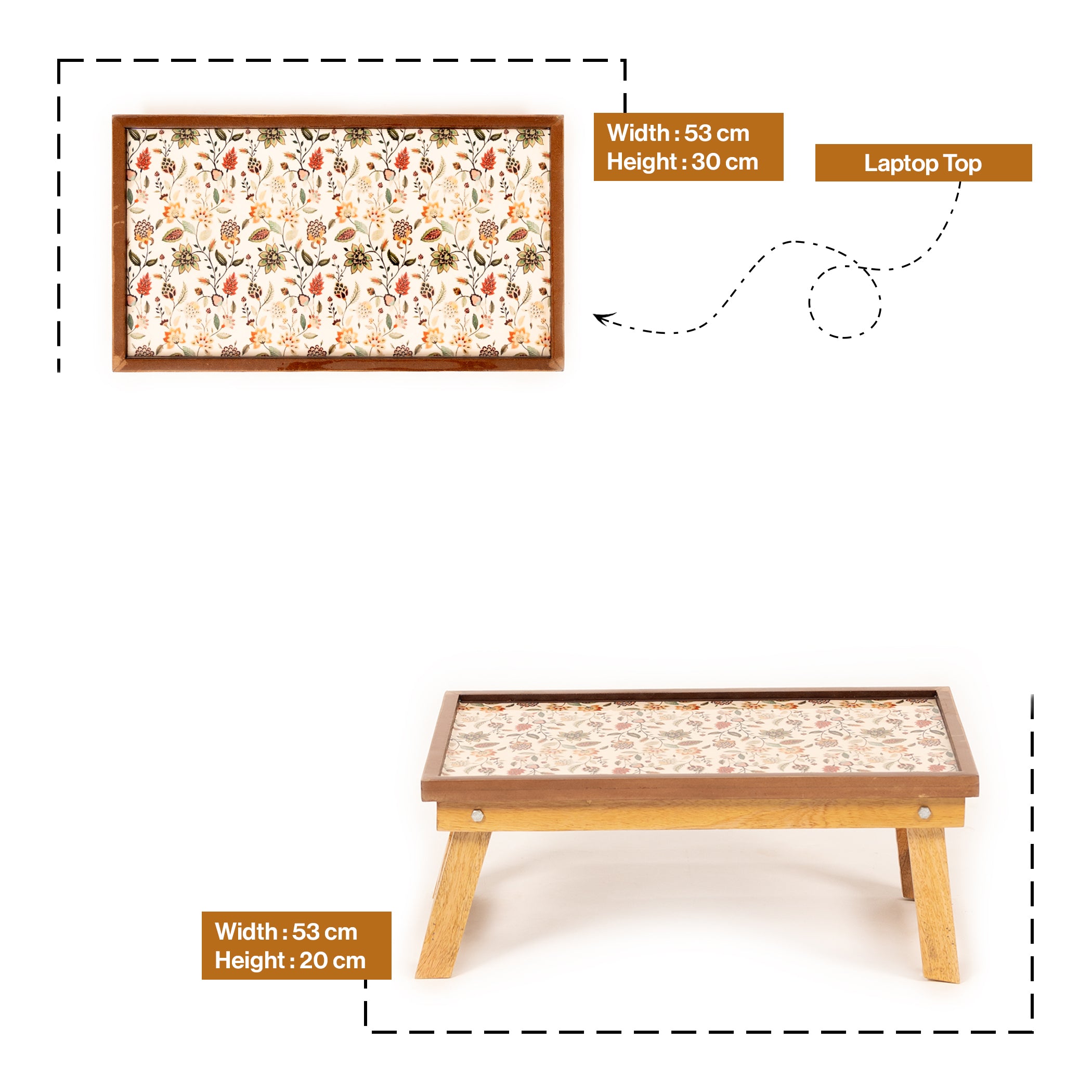 Mango Wood Handmade Fixed Jaipuria Laptop Table with Epoxy Resin