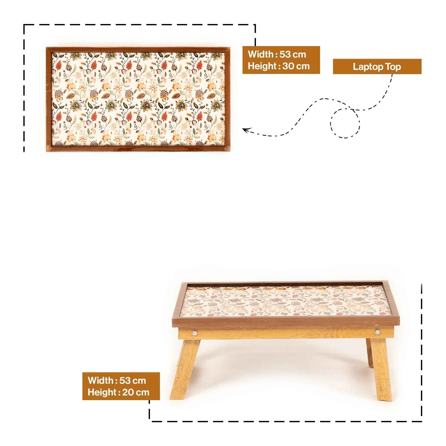 Mango Wood Handmade Fixed Jaipuria Laptop Table with Epoxy Resin