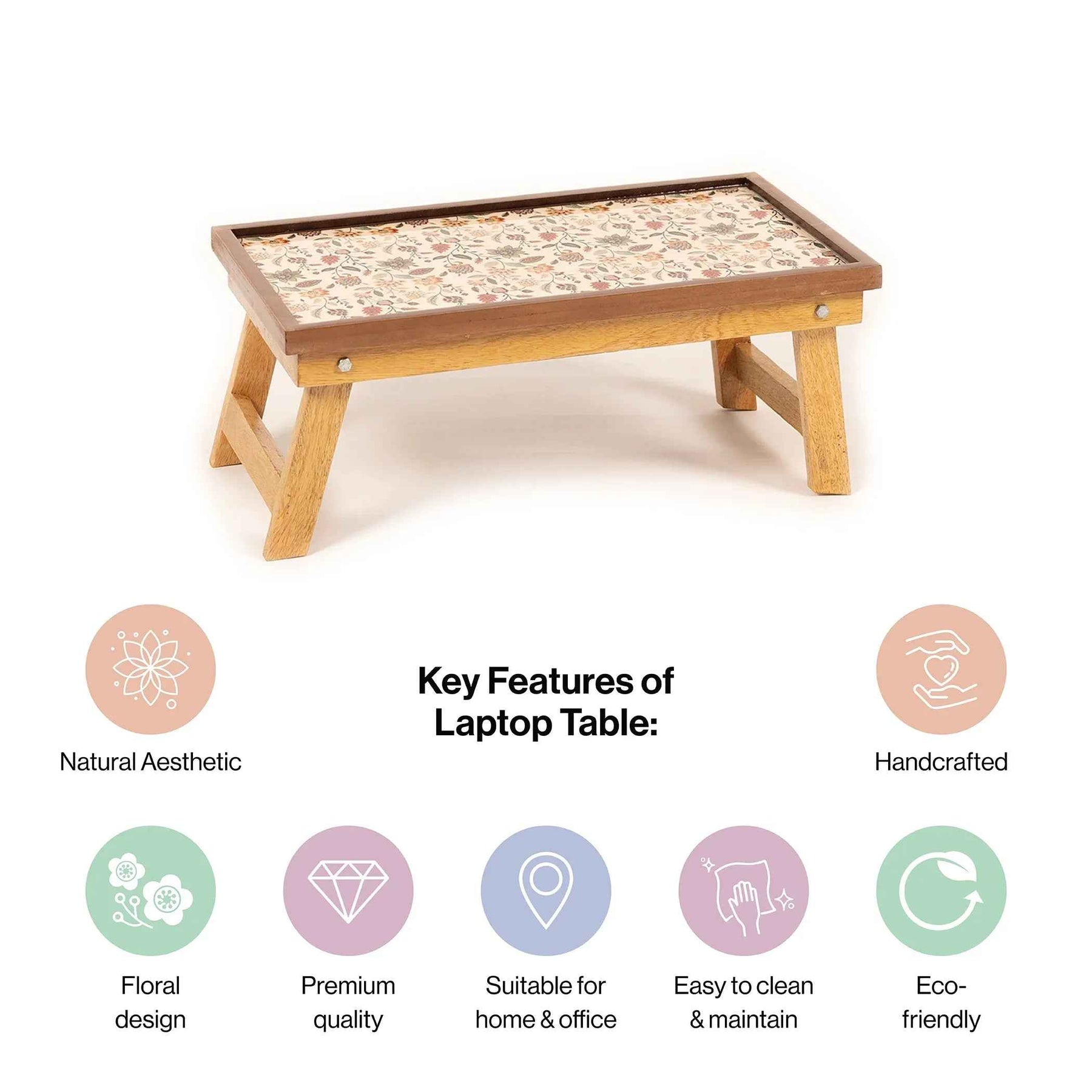 Mango Wood Handmade Fixed Jaipuria Laptop Table with Epoxy Resin