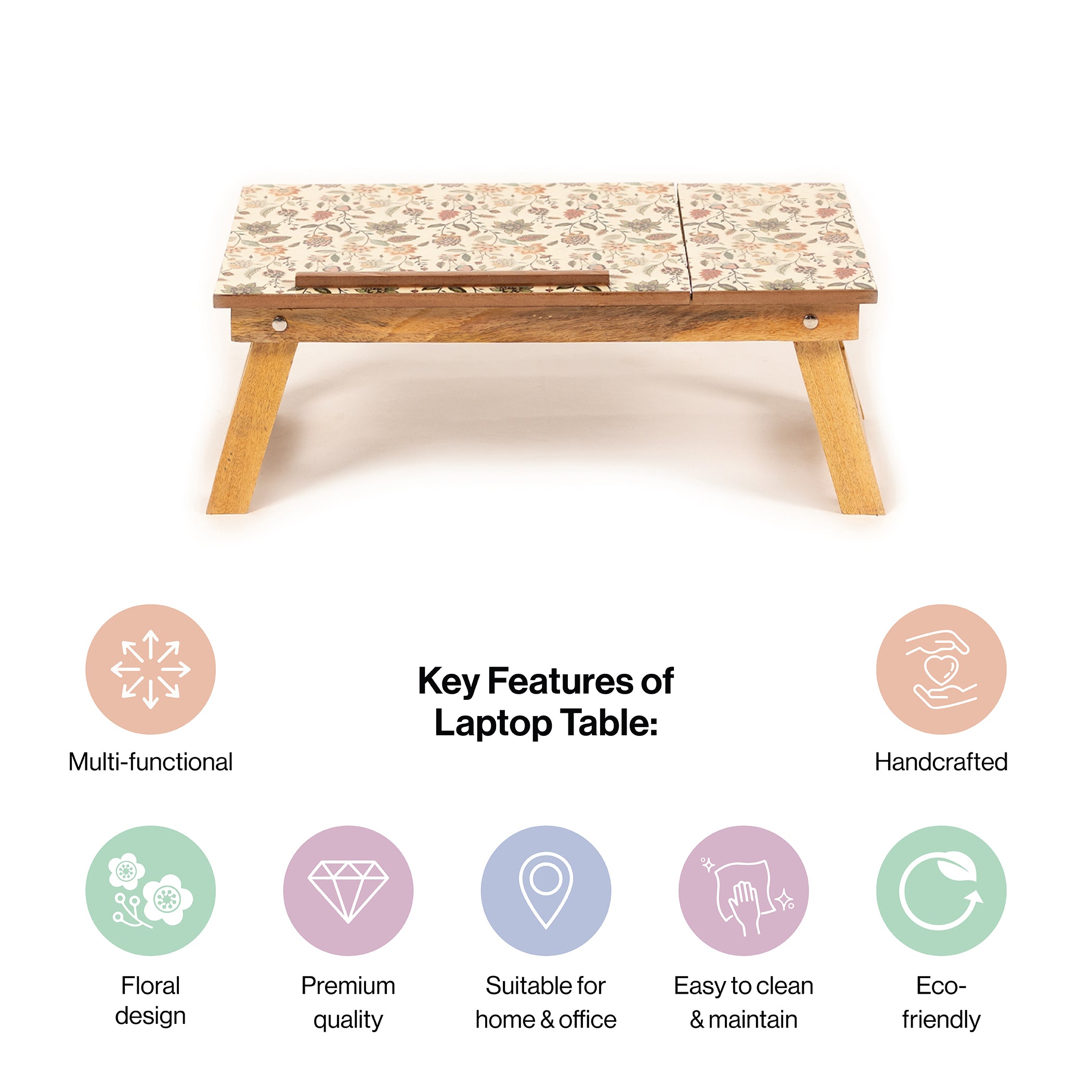 Mango Wood Handmade Folding Laptop Table in Jaipuria with Epoxy Resin