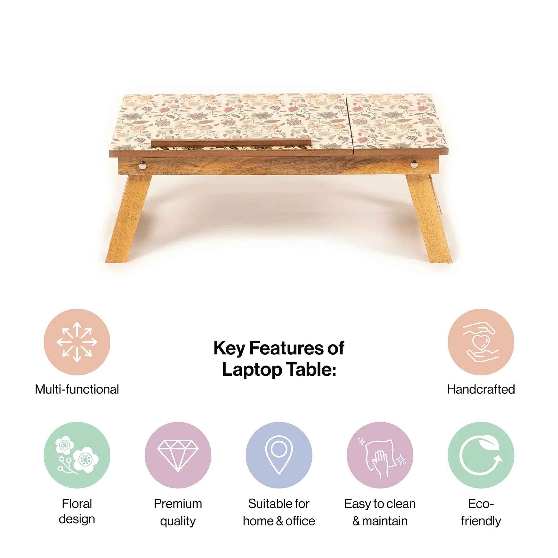 Mango Wood Handmade Folding Laptop Table in Jaipuria with Epoxy Resin