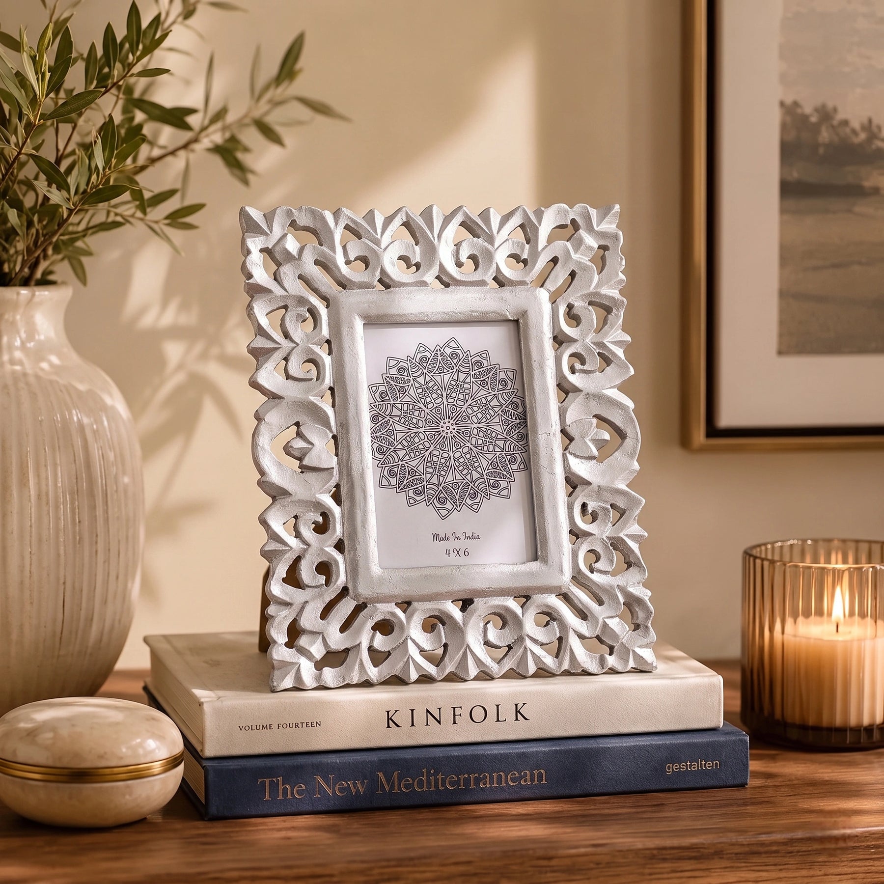 Handcrafted Wooden Antique Silver Photo Frame