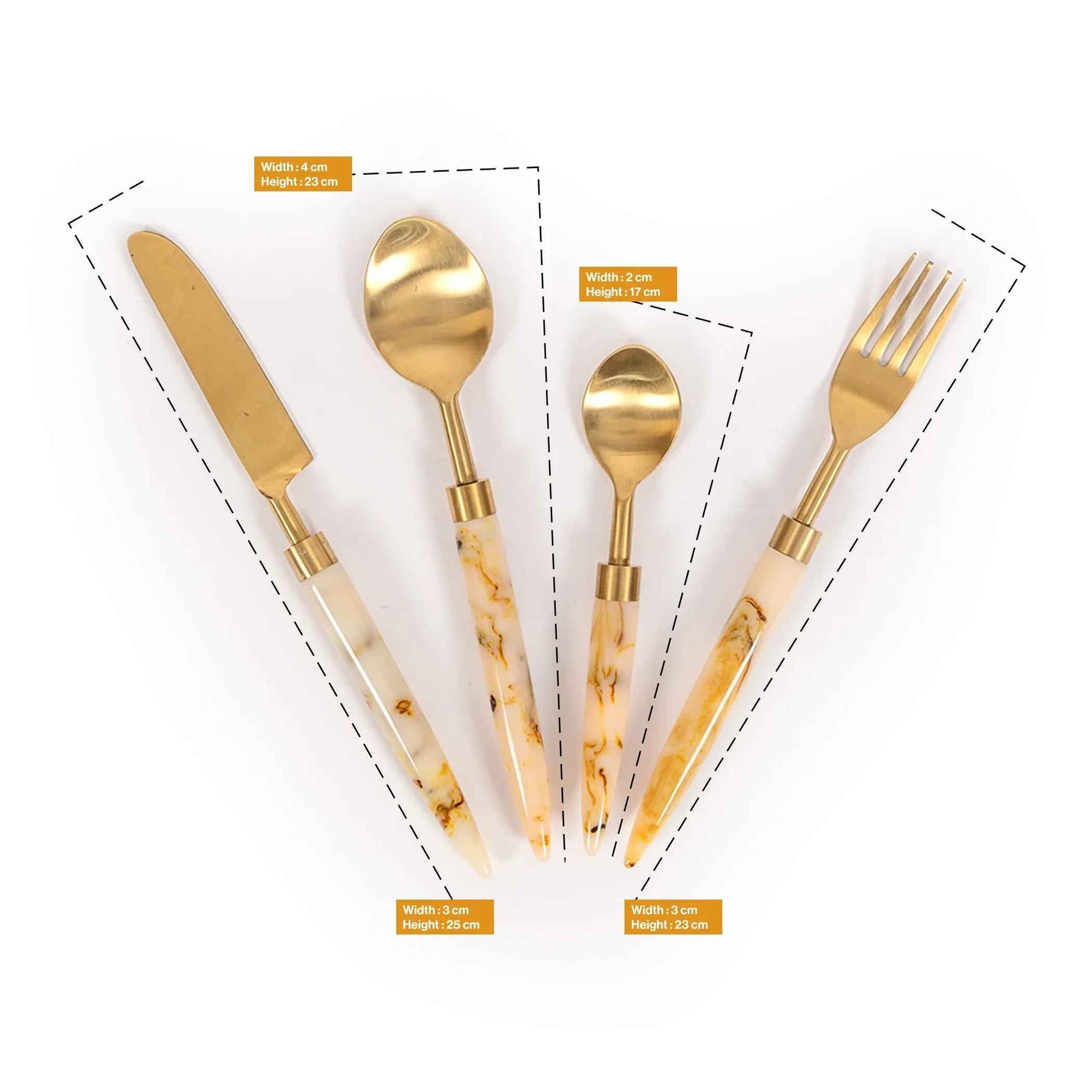 Designer Gold Stainless Steel Cutlery Set with Marble Handle