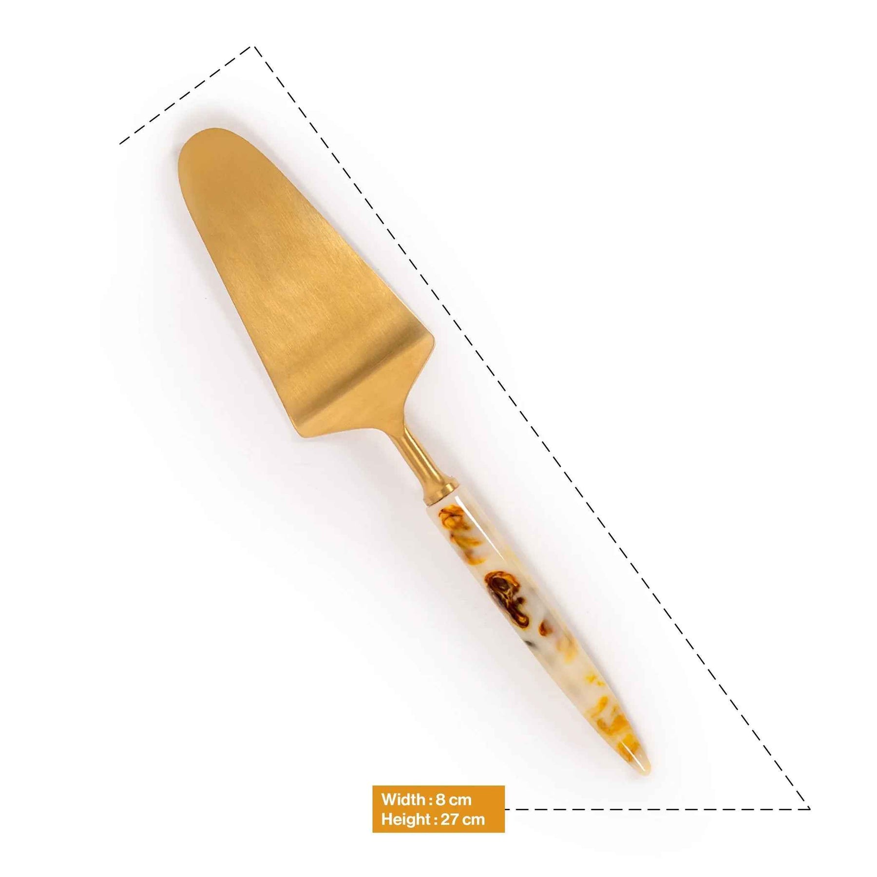 Premium Gold Finish Cake Serving Knife with Marble Handle
