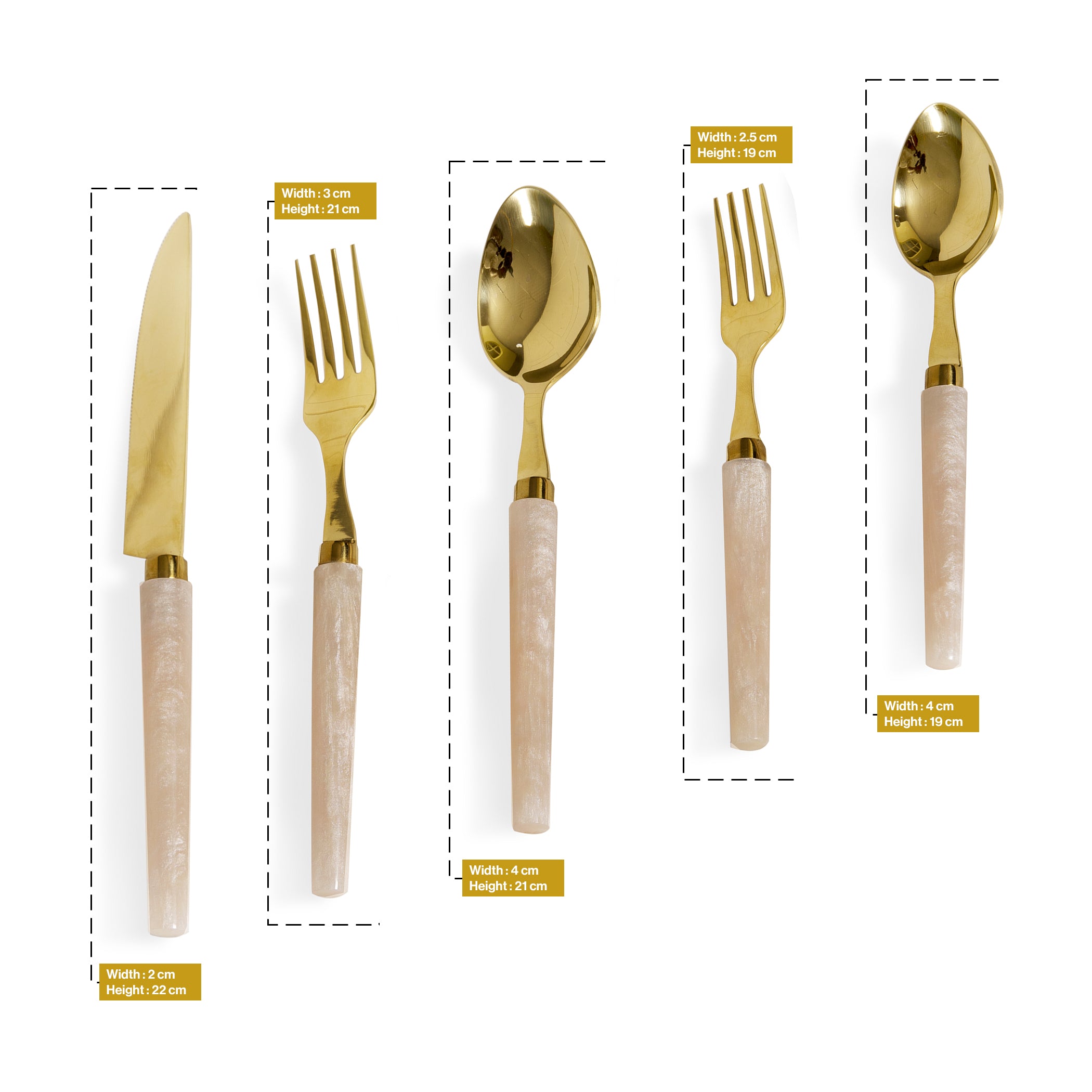 White Resin Stainless Steel Cutlery Set Of 5
