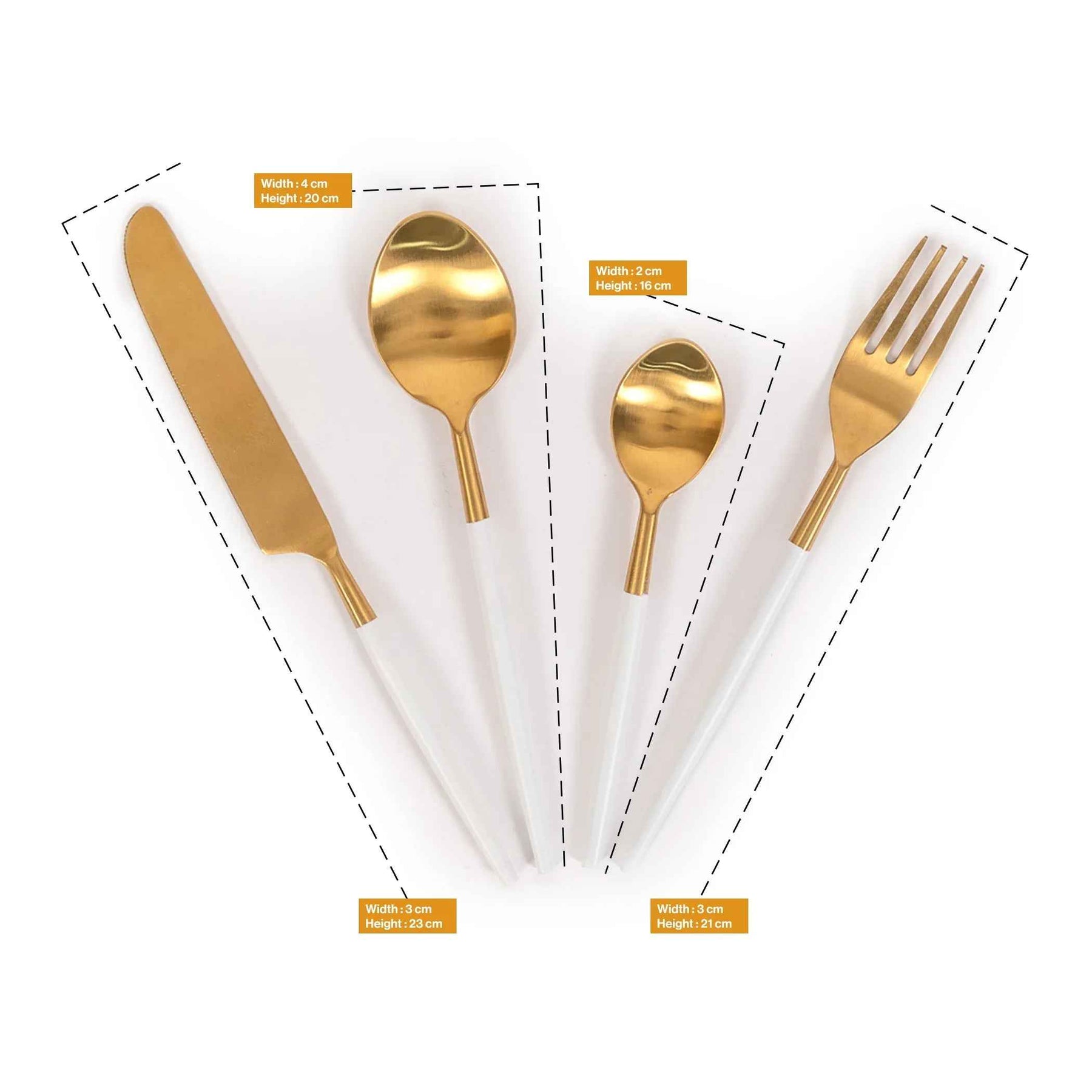 Premium Gold Stainless Steel Cutlery Set with White Marble Handle