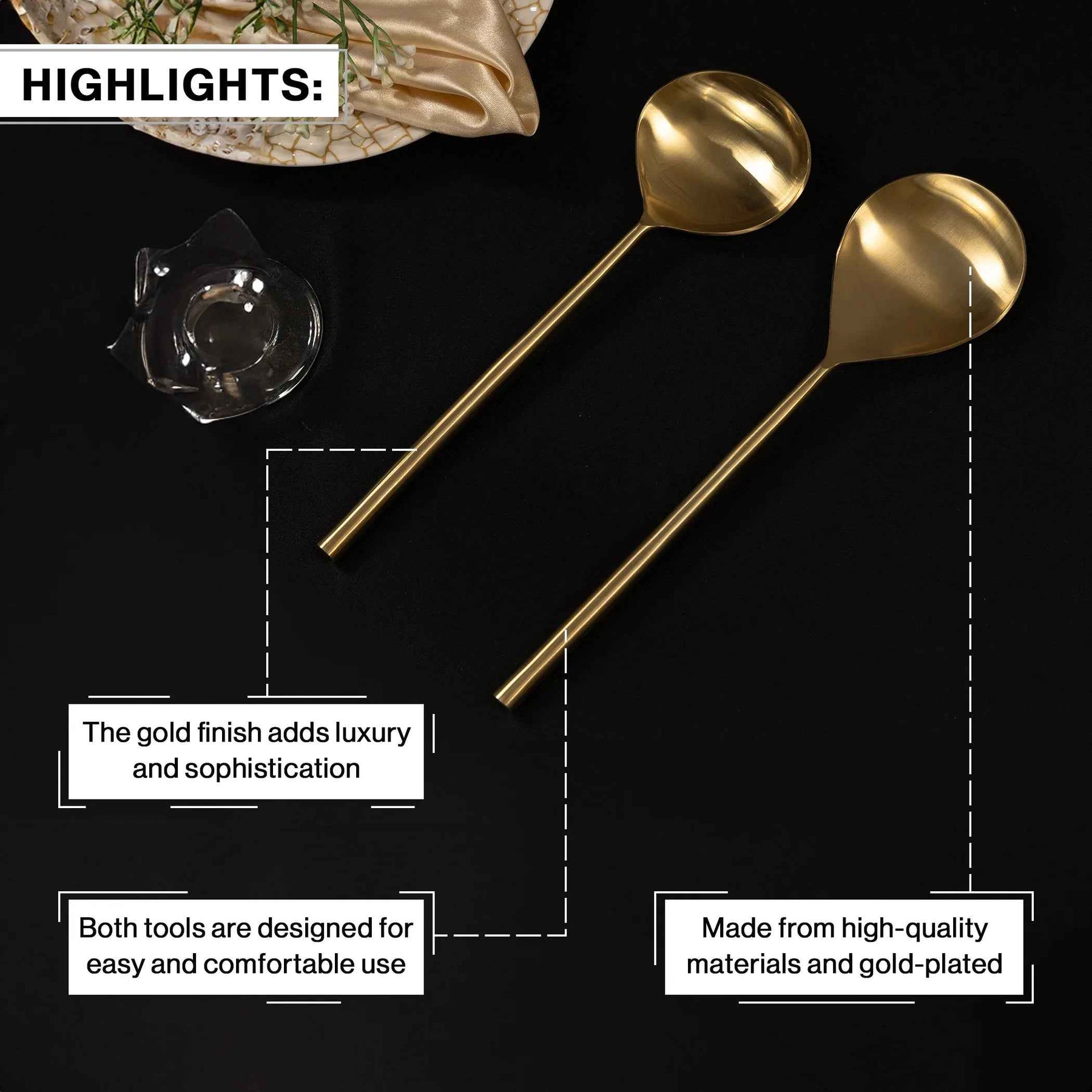 Premium Gold Stainless Steel Serving Spoon Set of 2