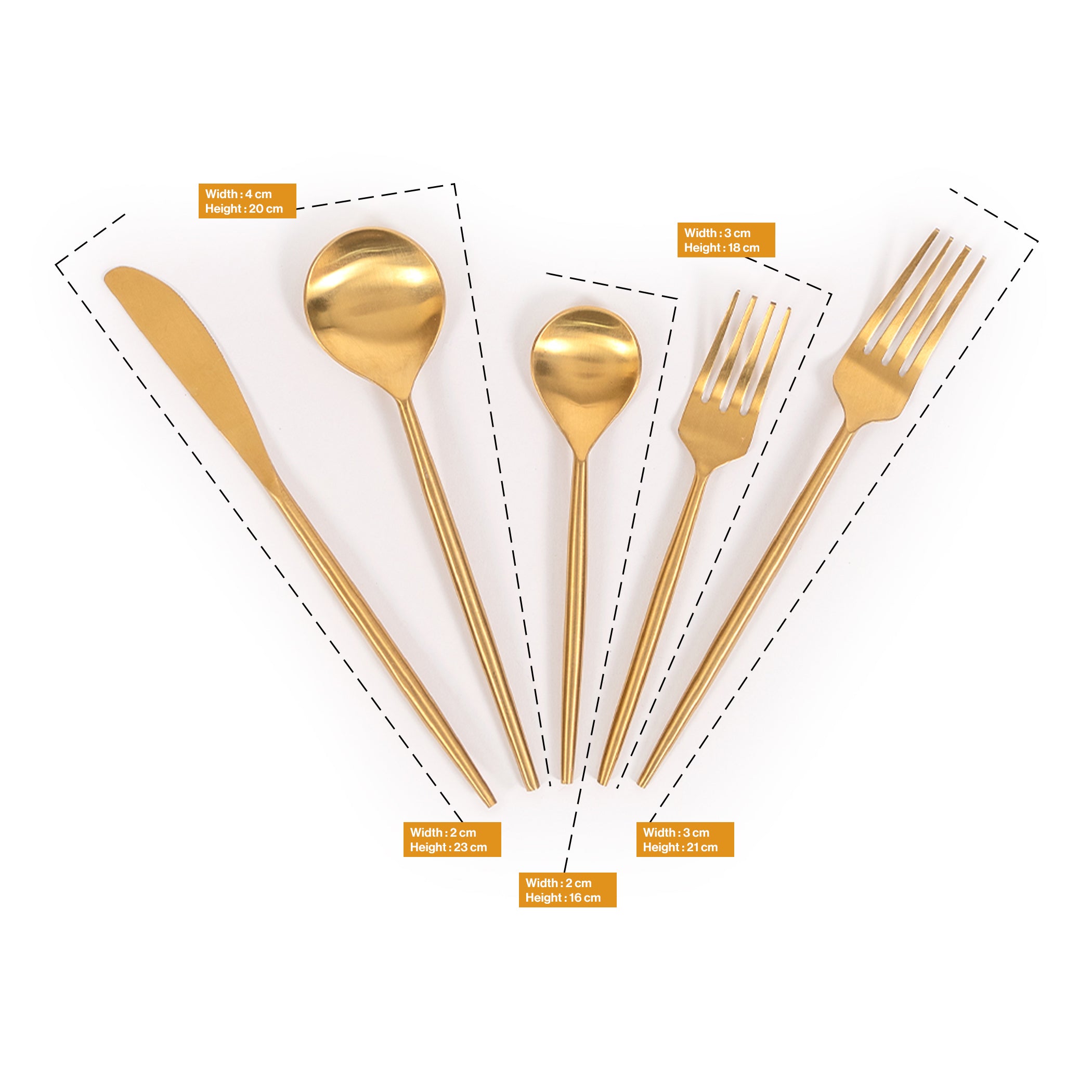 Pvd Gold Coated Stainless Steel Gold-Toned Cutlery Set Of 5