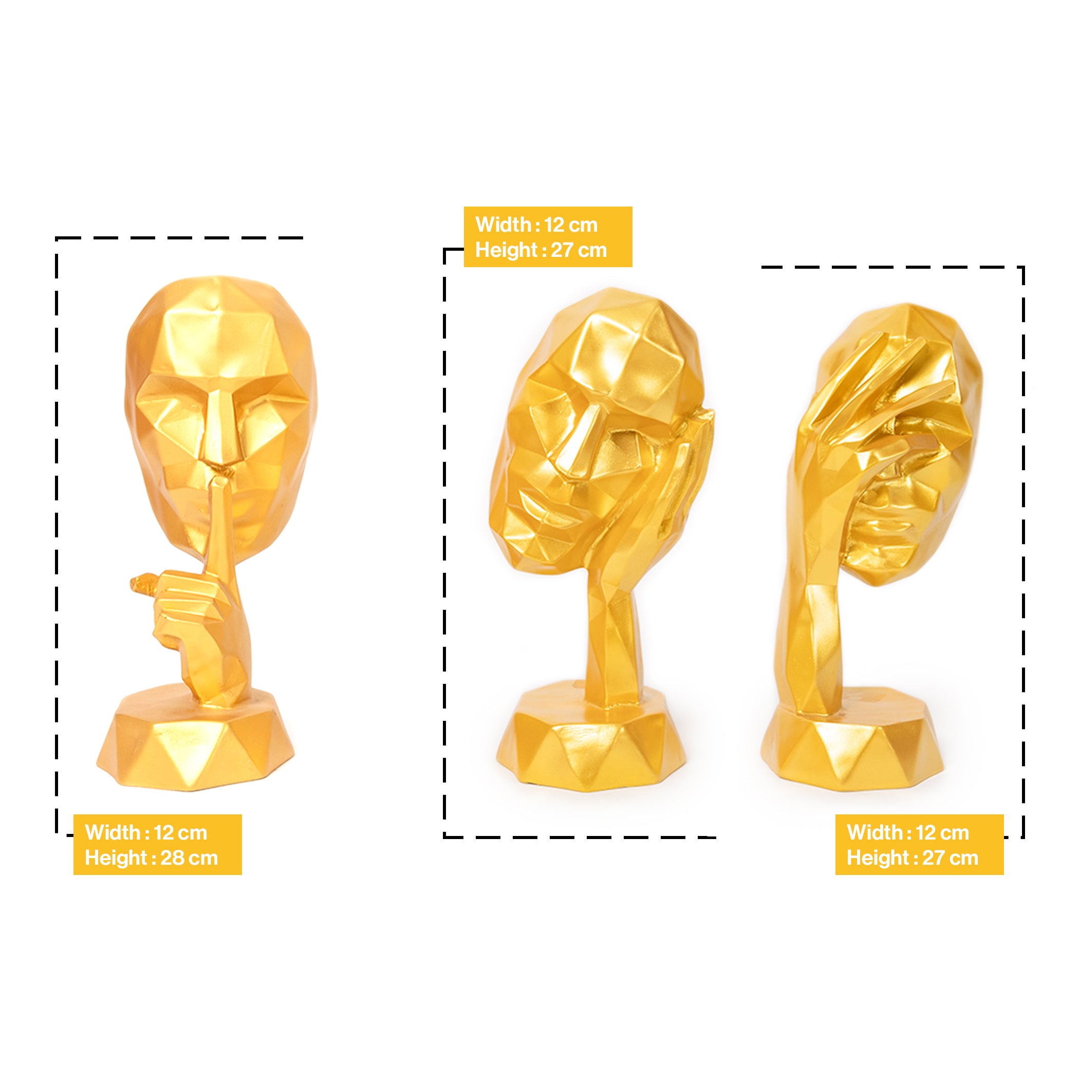 Abstract Lady Face Hand On Eye Sculpture Office Home Decor Height 22 Cm