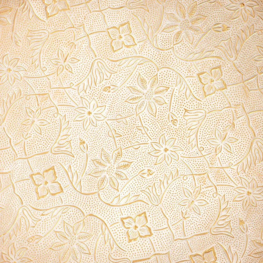 Round Side Tables in White Flower Design for Living Room - Bedside Table for Drink & Snacks