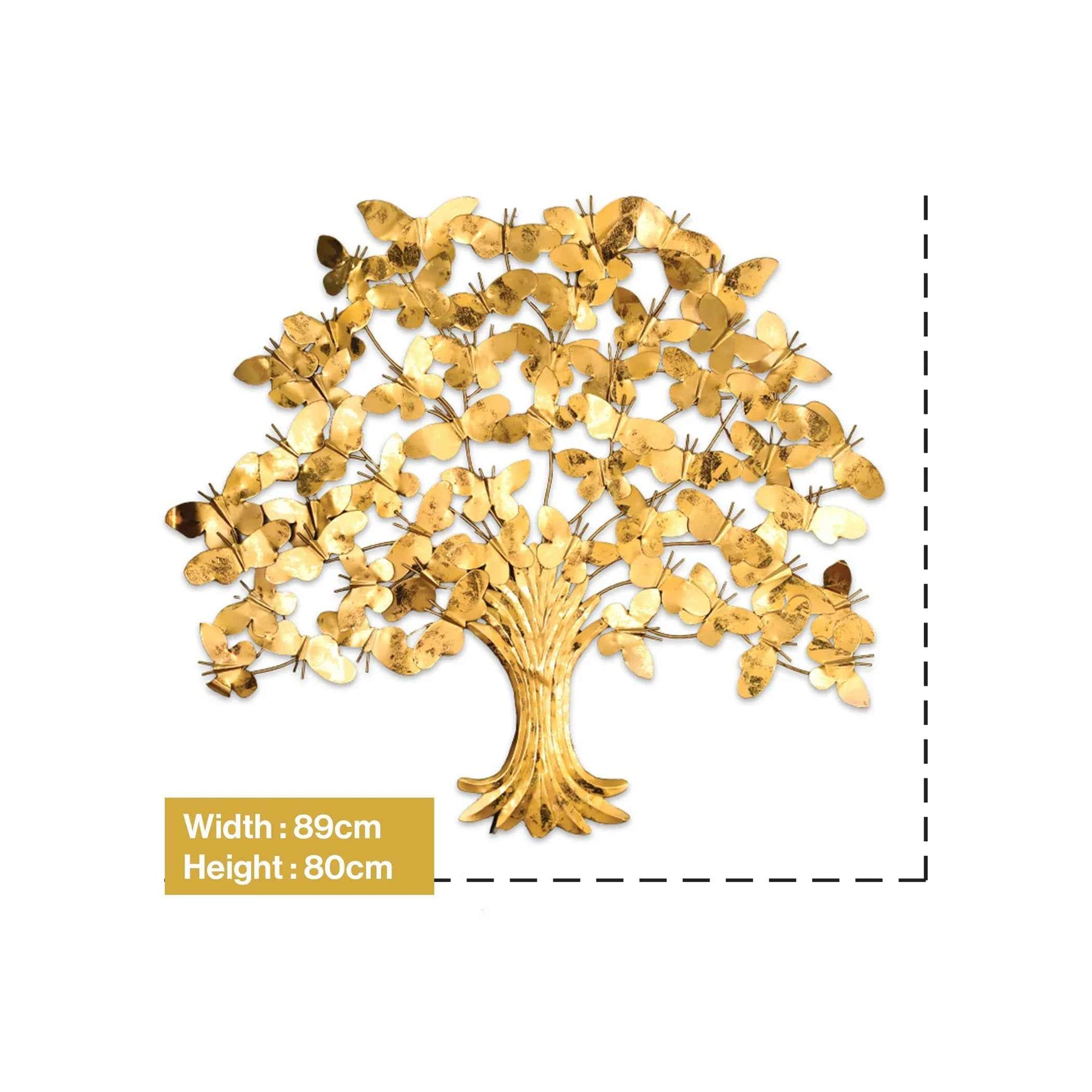 Luxury Golden Butterfly Tree Metal Wall Art with LED Backlight