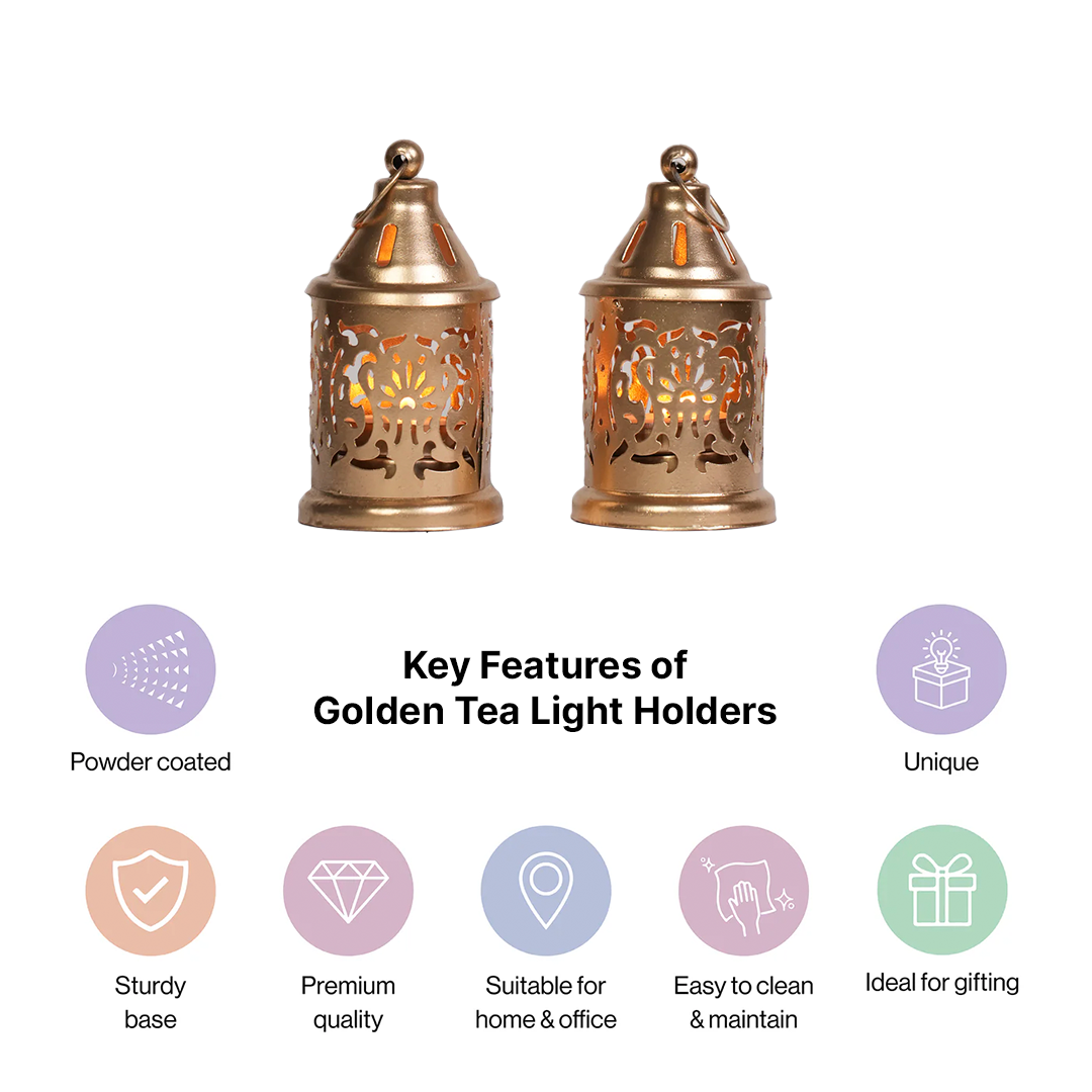 Golden Filigree Tea Light Holders Set of 2