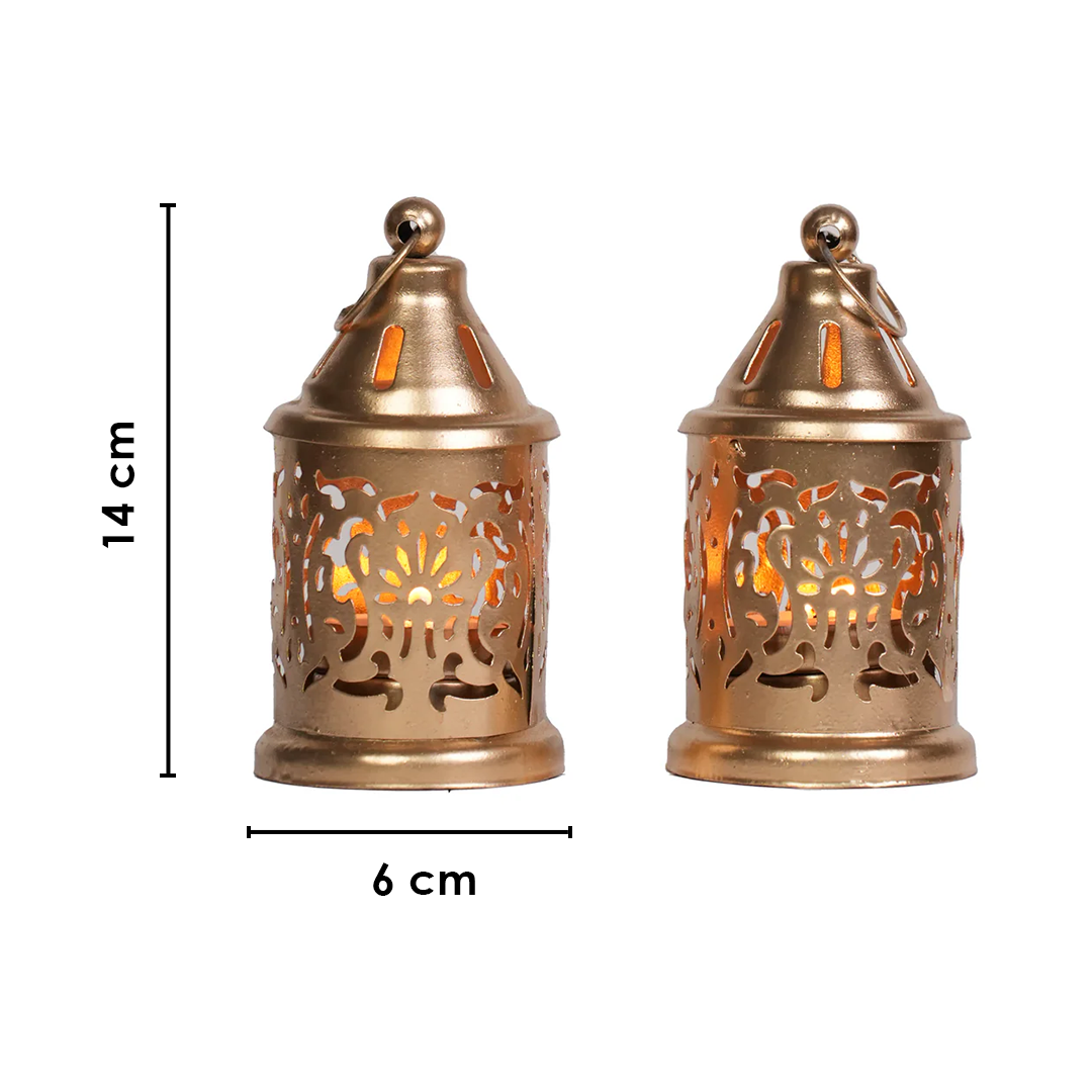 Golden Filigree Tea Light Holders Set of 2