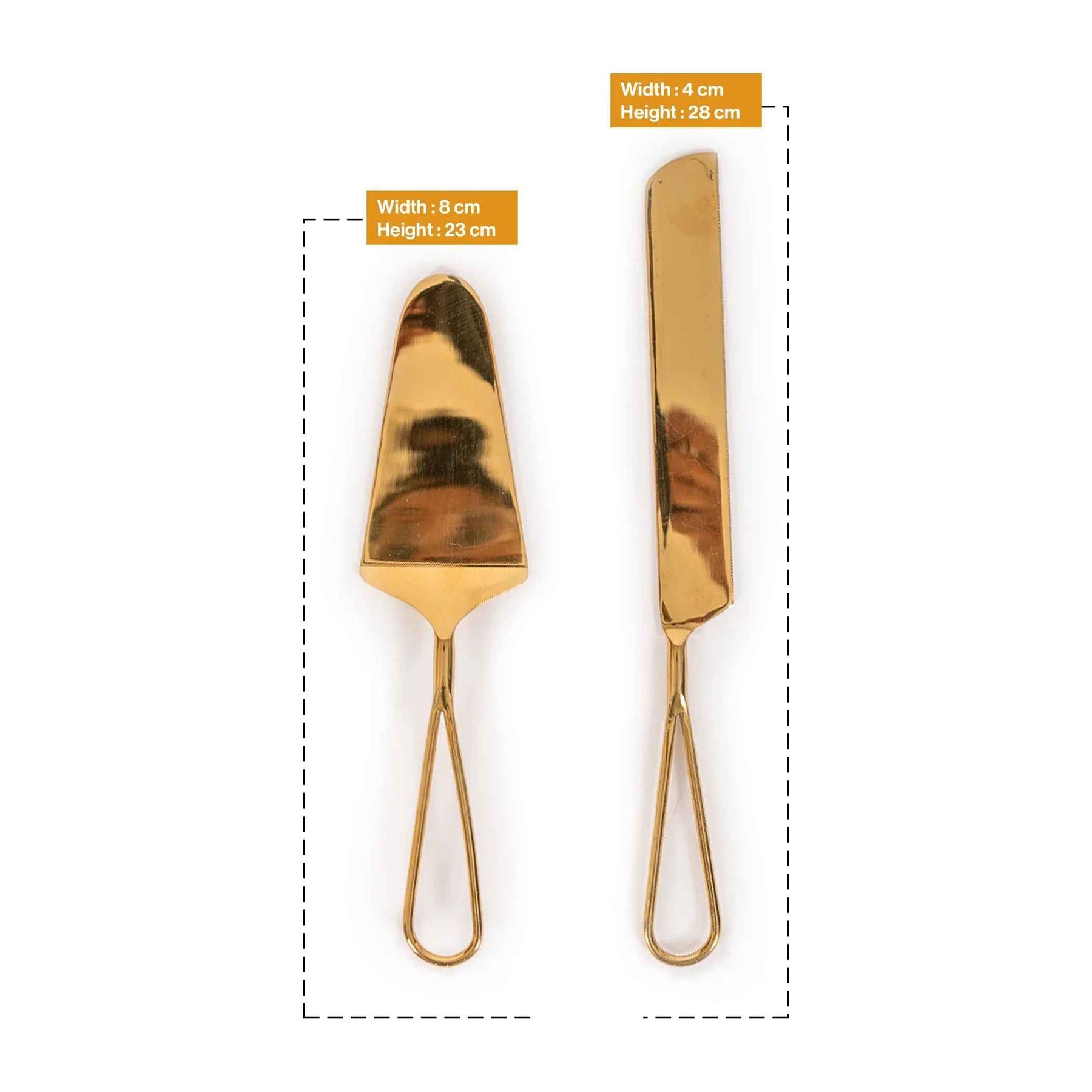 Modern Gold Butter Knife & Cake Server Set