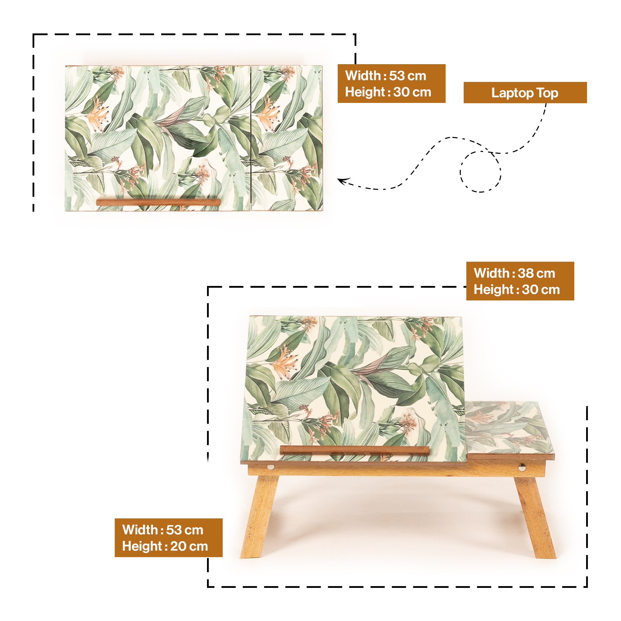 Mango Wood Handmade Folding Laptop Table in Tropical with Epoxy Resin