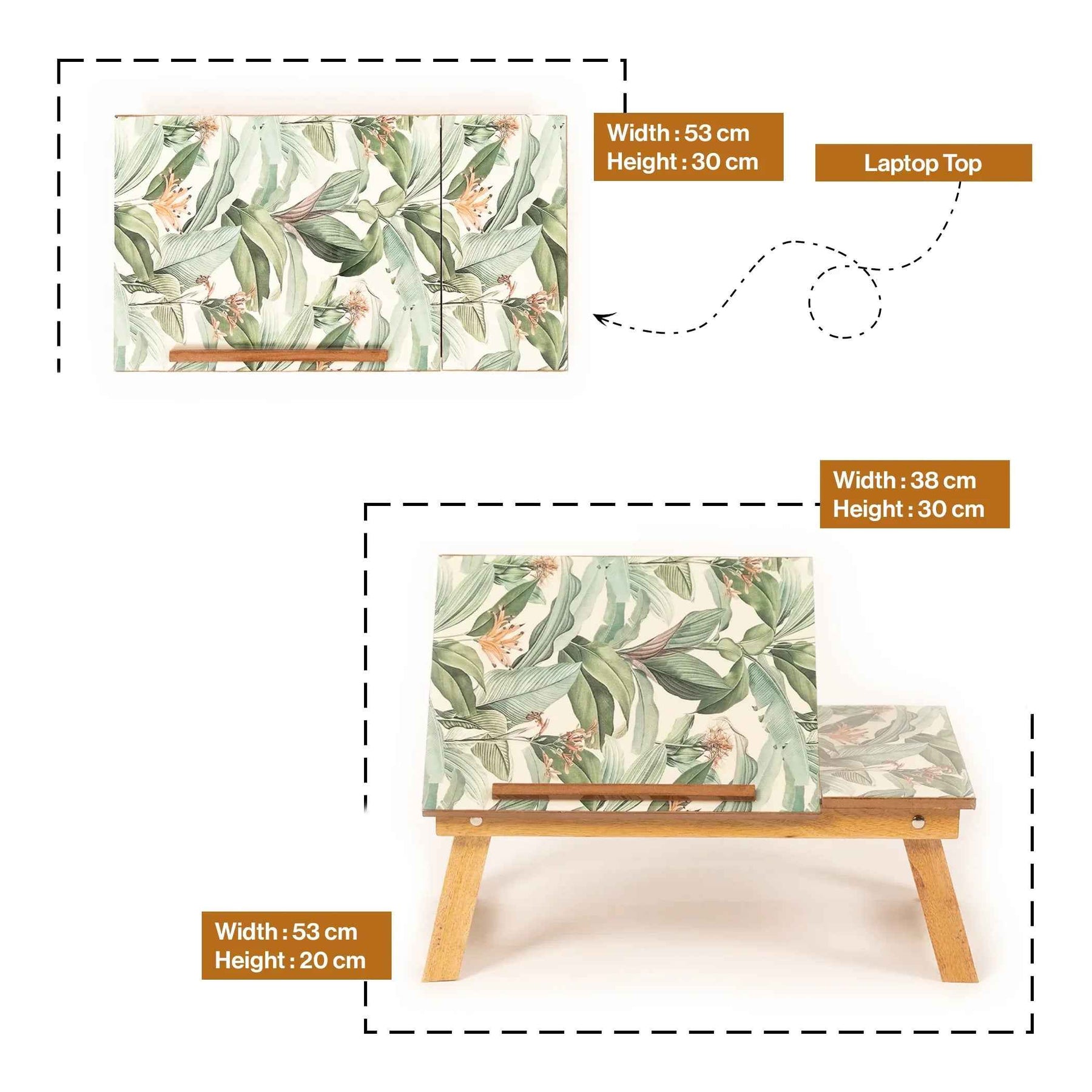 Mango Wood Handmade Folding Laptop Table in Tropical with Epoxy Resin
