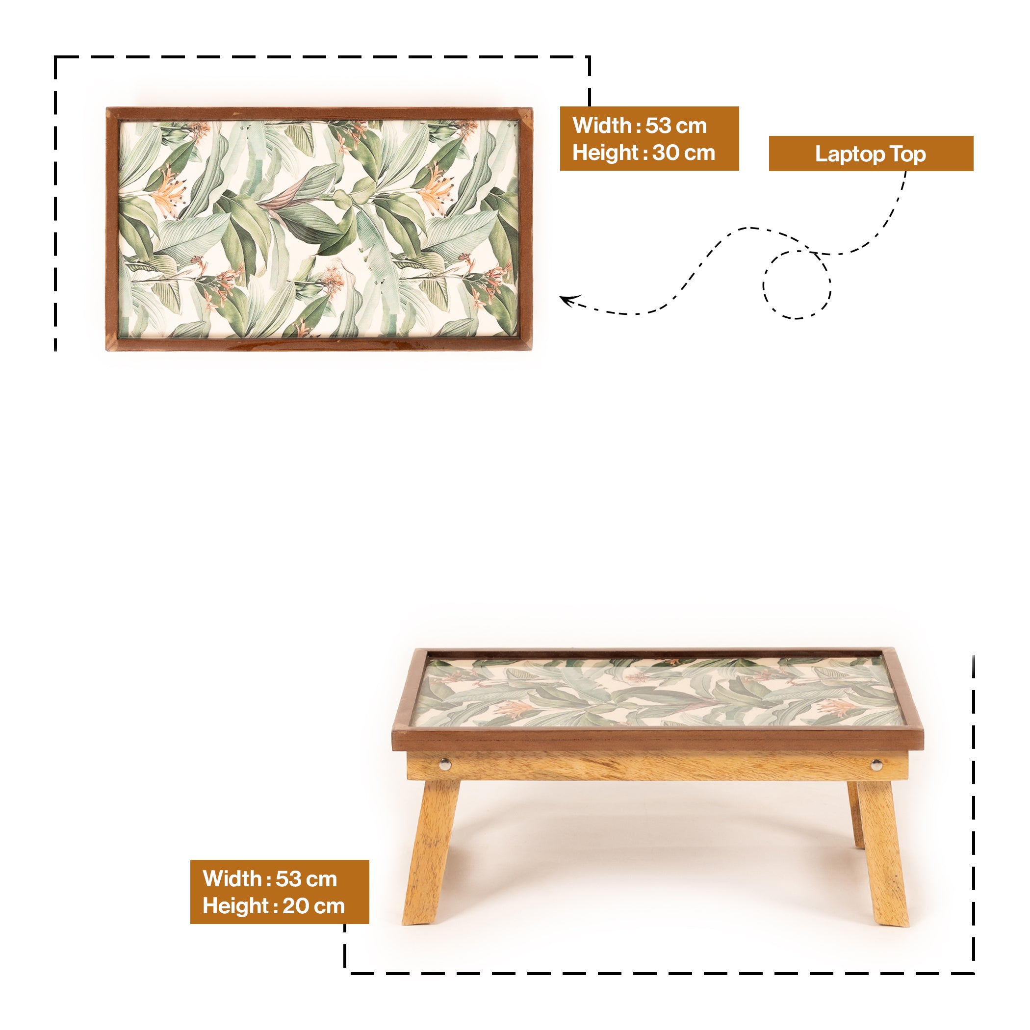 Mango Wood Handmade Fixed Tropical Laptop Table with Epoxy Resin