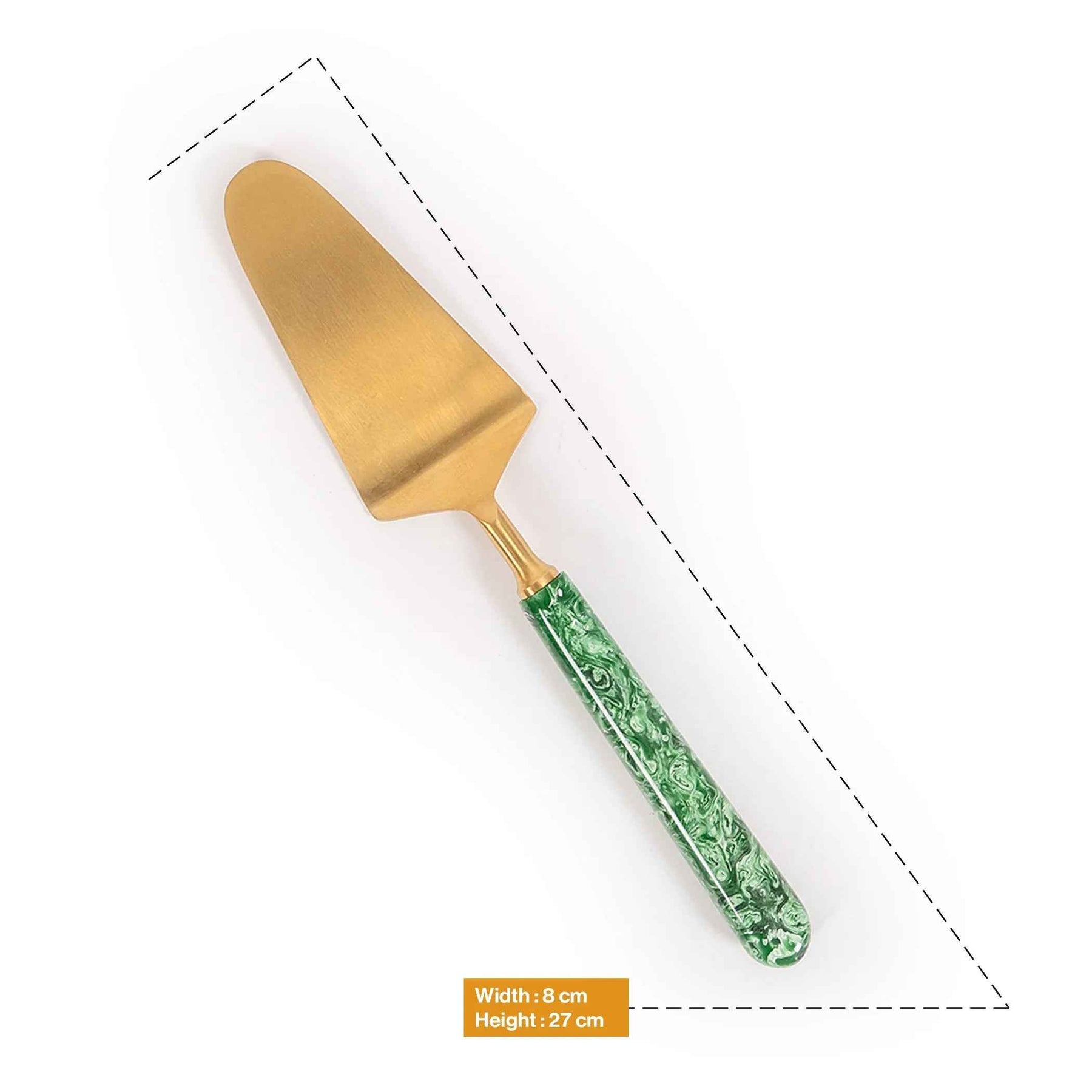 Premium Gold Cake Server with Emerald Handle
