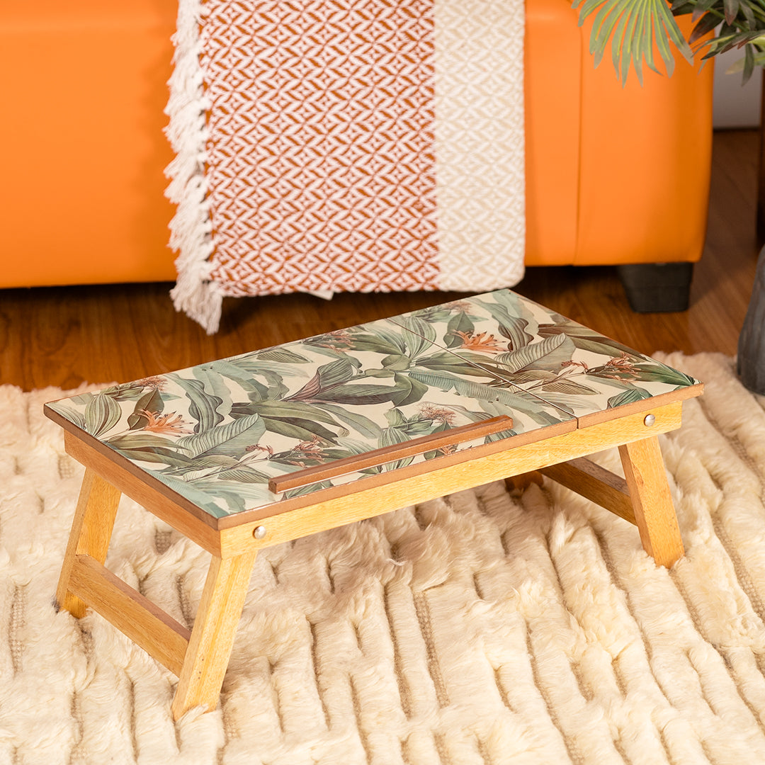 Mango Wood Handmade Folding Laptop Table in Tropical with Epoxy Resin