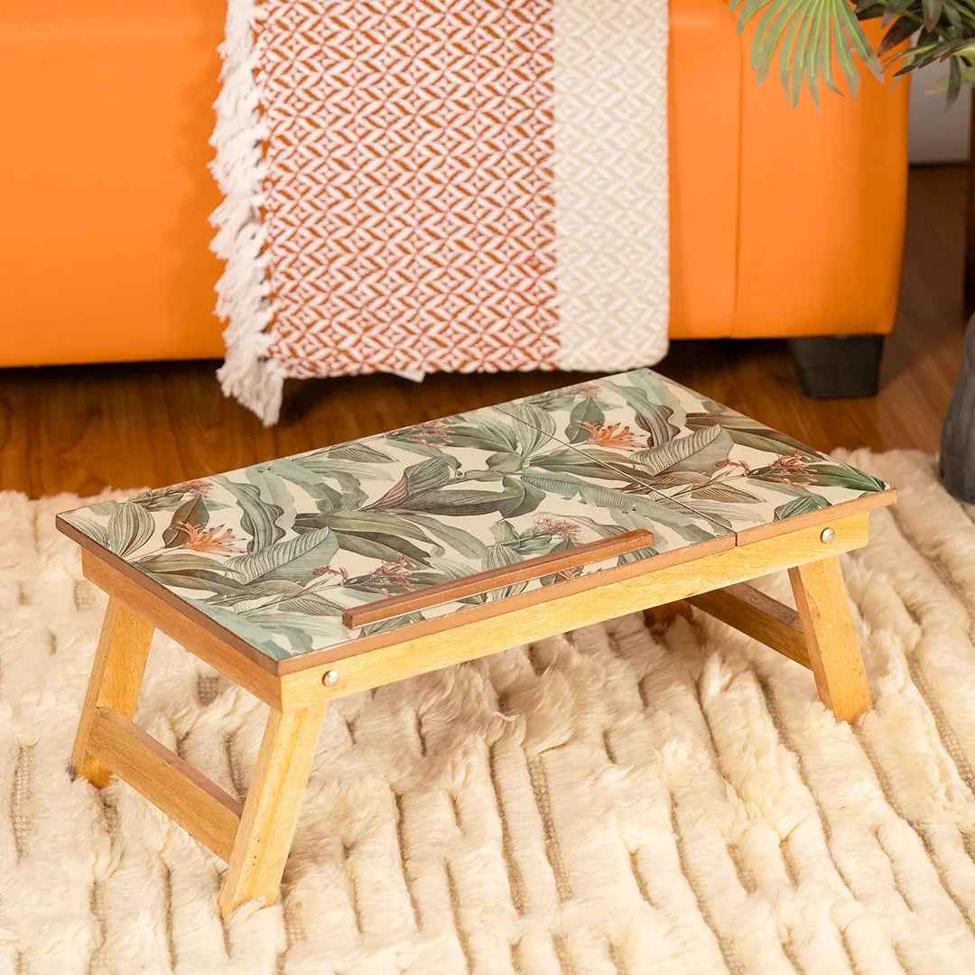 Mango Wood Handmade Folding Laptop Table in Tropical with Epoxy Resin