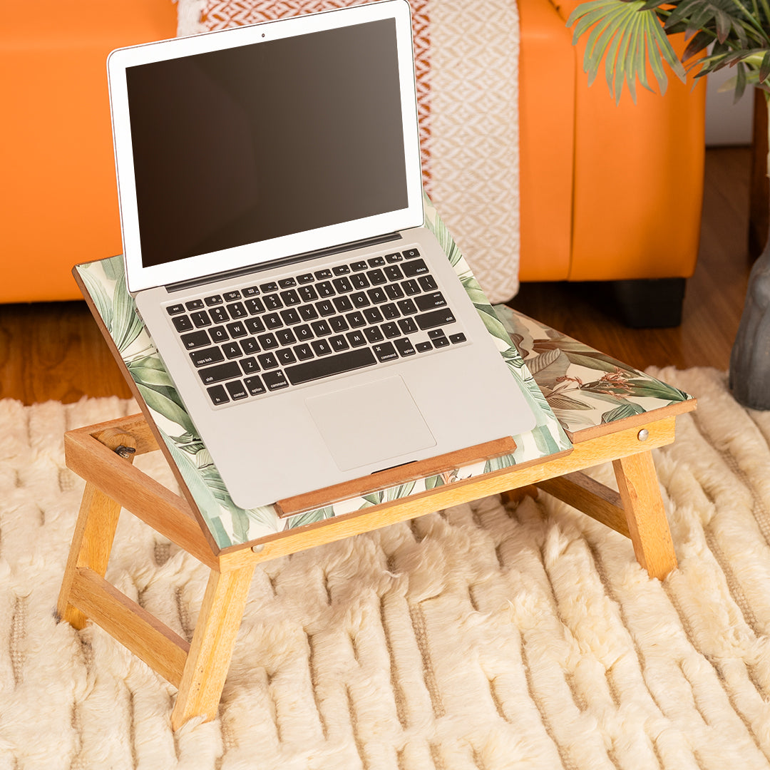 Mango Wood Handmade Folding Laptop Table in Tropical with Epoxy Resin