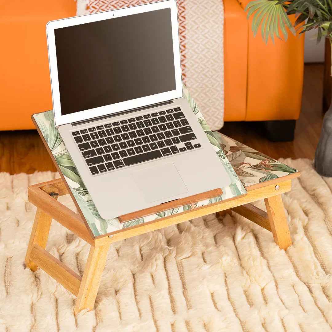 Mango Wood Handmade Folding Laptop Table in Tropical with Epoxy Resin