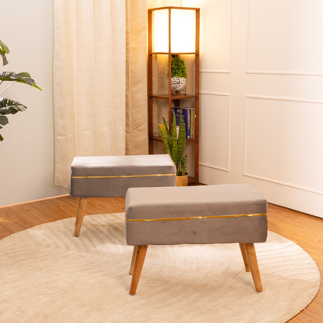 Oval Bench In Grey - Combo Of 2