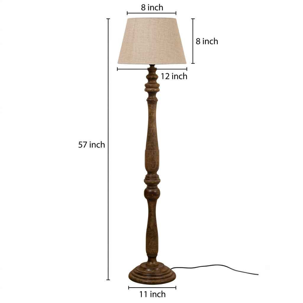 Heritage Wooden Floor Lamp with Shade