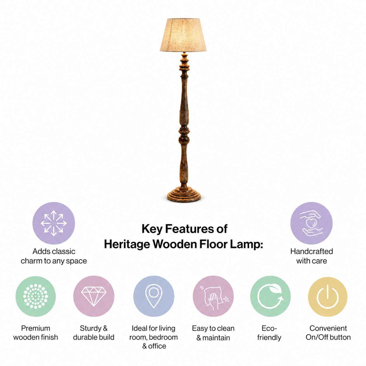 Heritage Wooden Floor Lamp with Shade