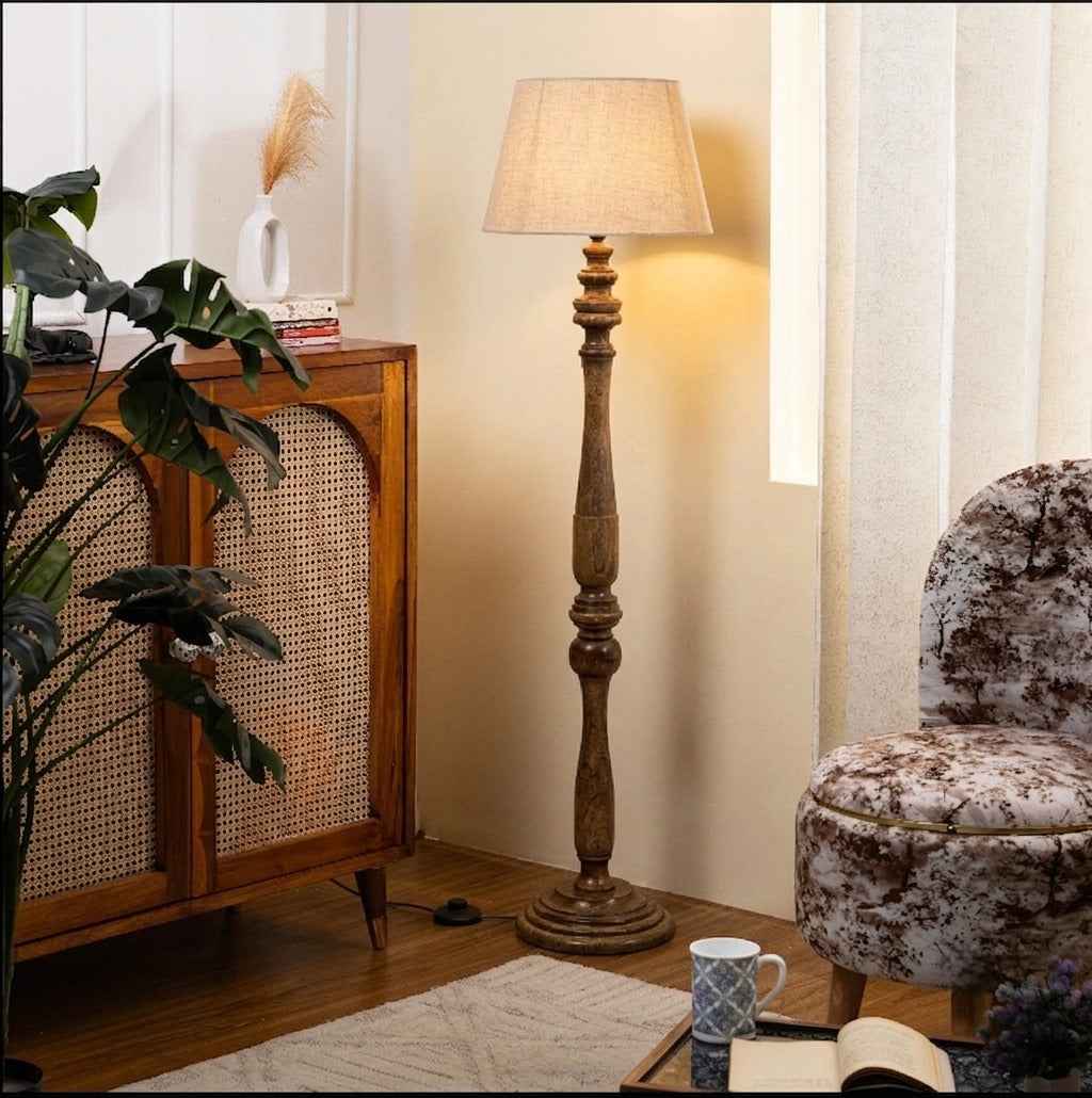 Heritage Wooden Floor Lamp with Shade