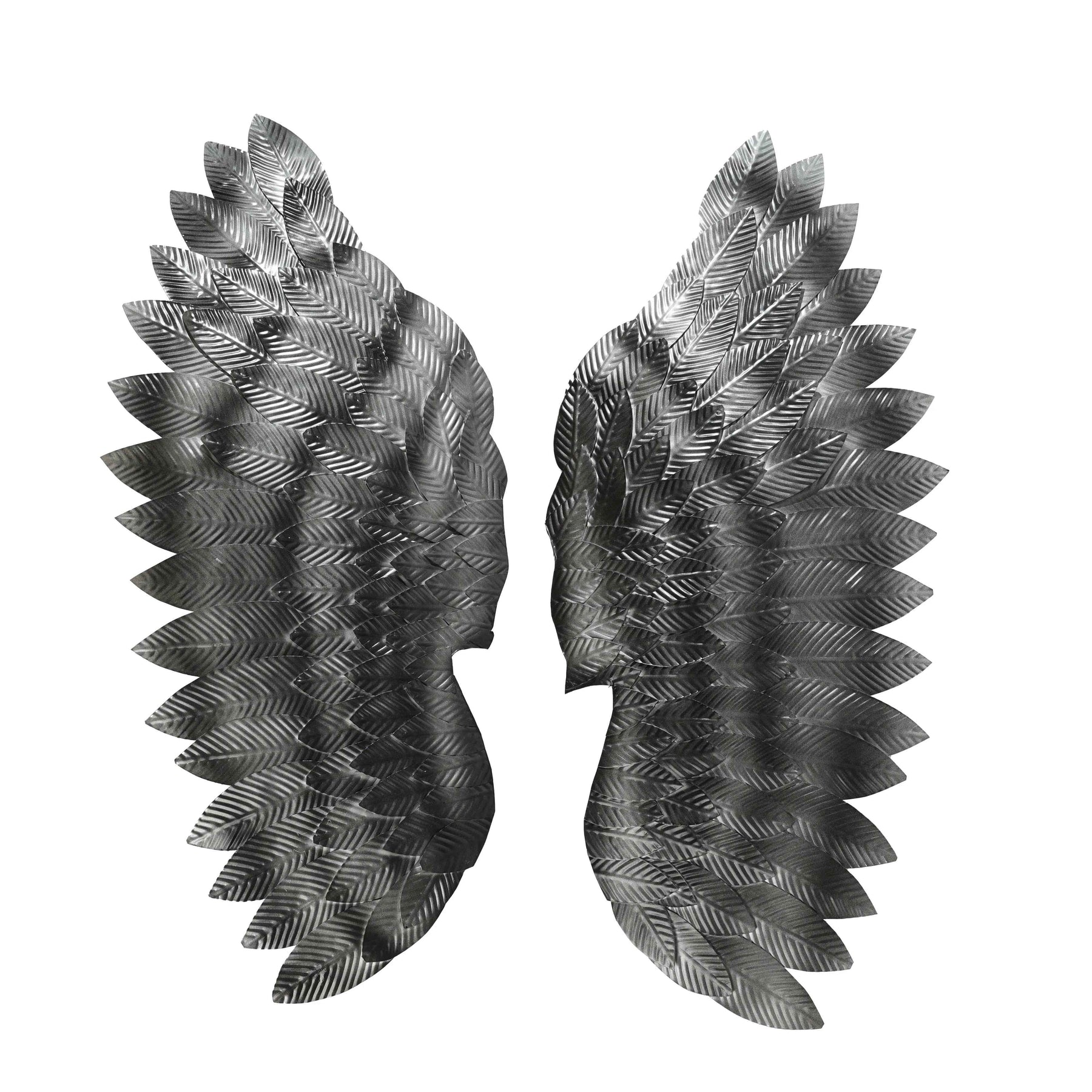 Modern Charcoal Angel Wings Metal Leaf Wall Art for Home Decor