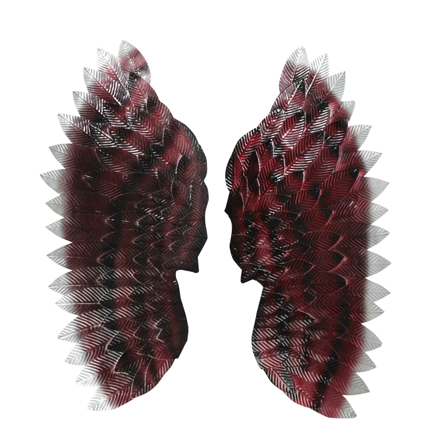 Premium Ruby Red Angel Wings Metal Leaf Wall Art Decor