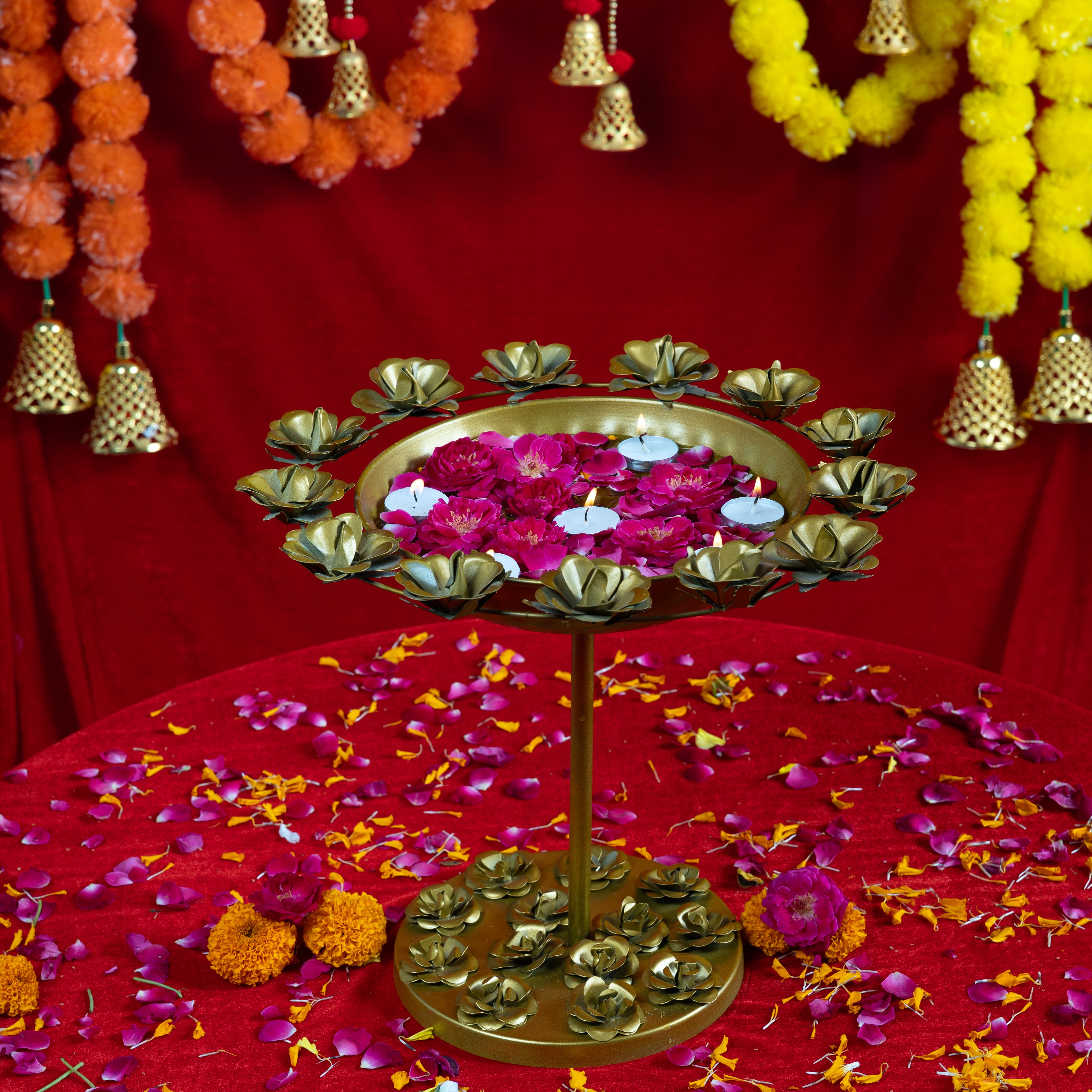 Round Brass Urli Diya Stand (Single)