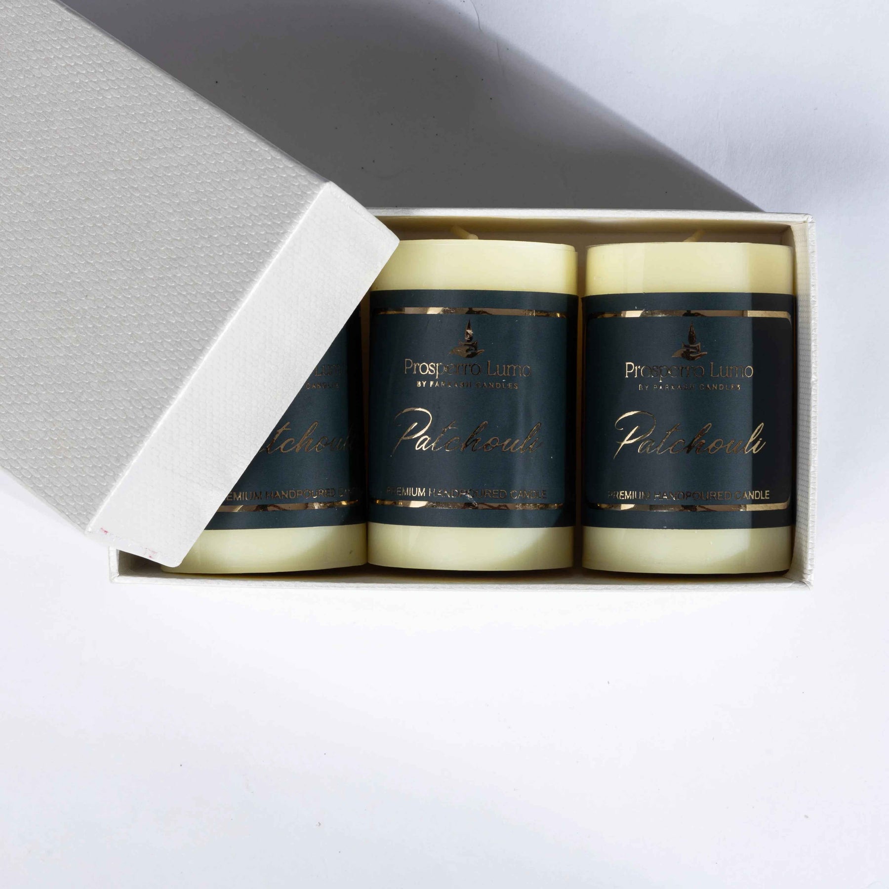 Premium Pillar Scented Candle in Patchouli for Home Decor