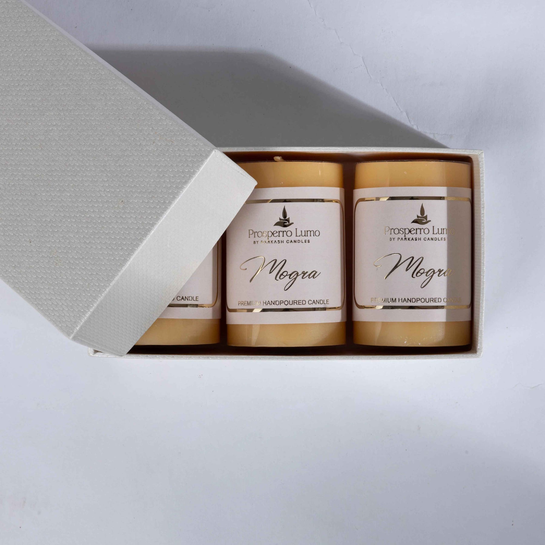 Premium Pillar Scented Candle in Mogra for Home Decor