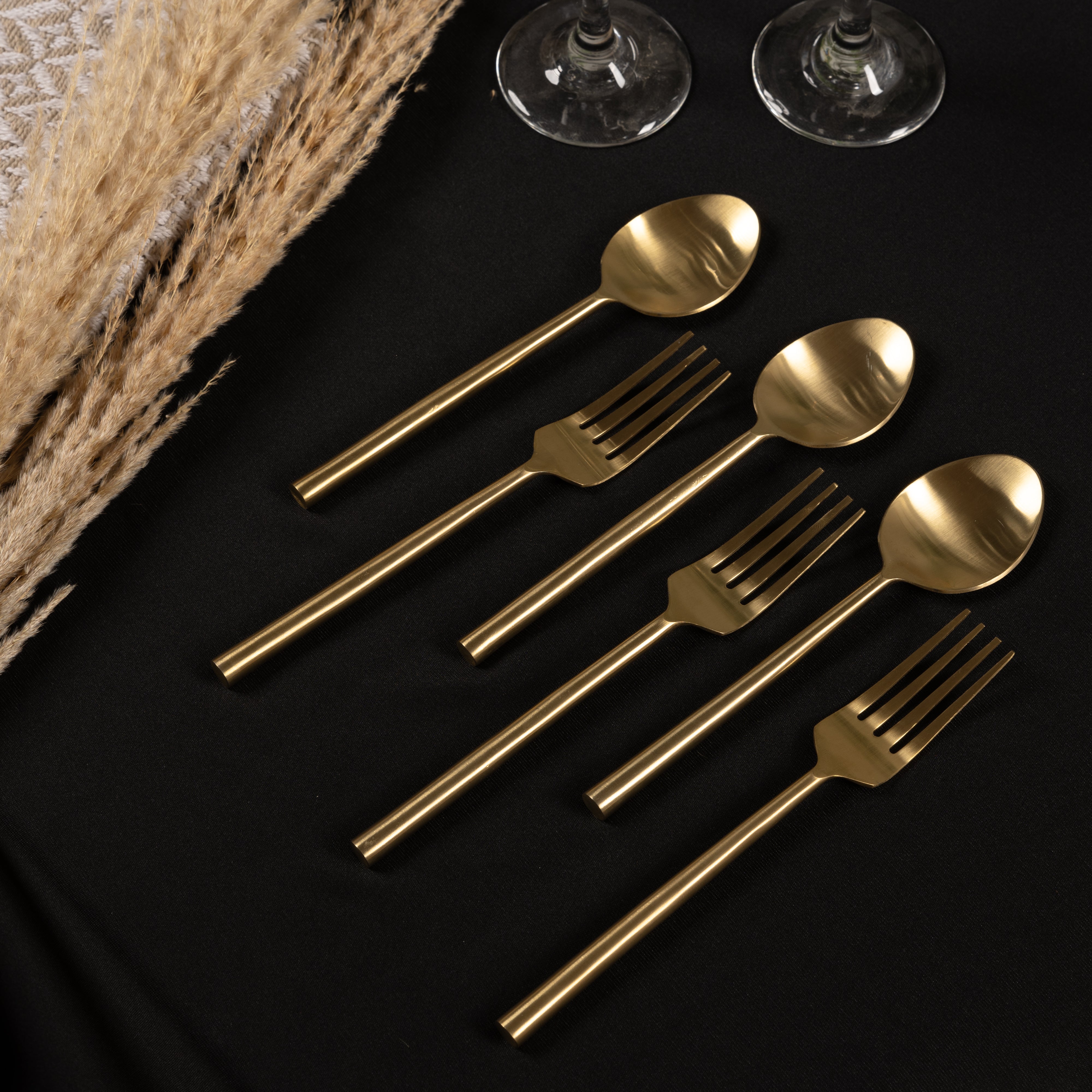 Set Of 12 Gold-Toned Stainless Steel Cutlery Sets