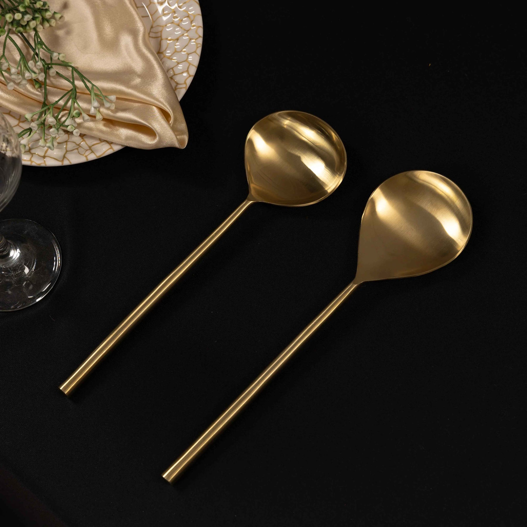 Premium Gold Stainless Steel Serving Spoon Set of 2