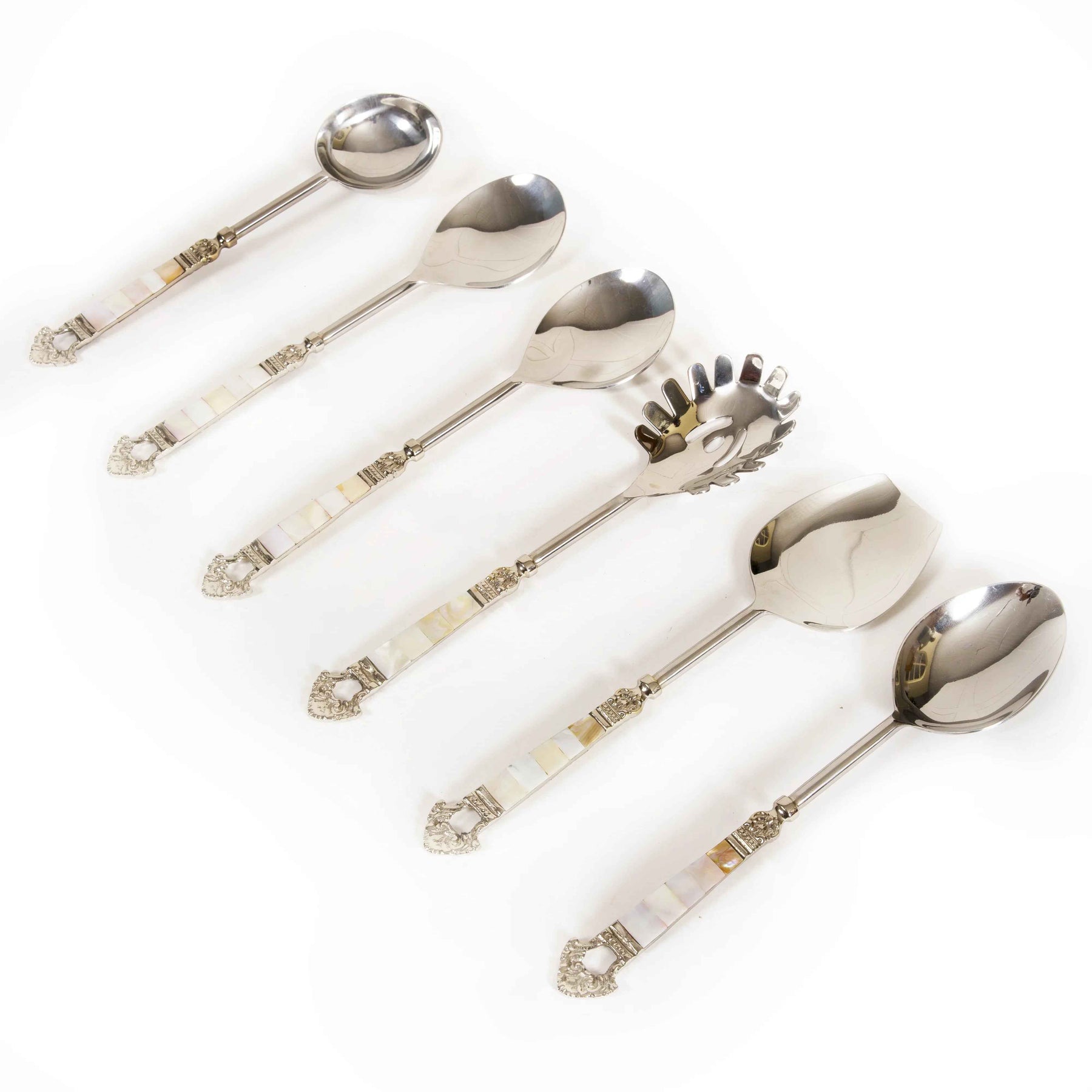 Premium Stainless Steel Serving Set of 6 with Pearl Handle