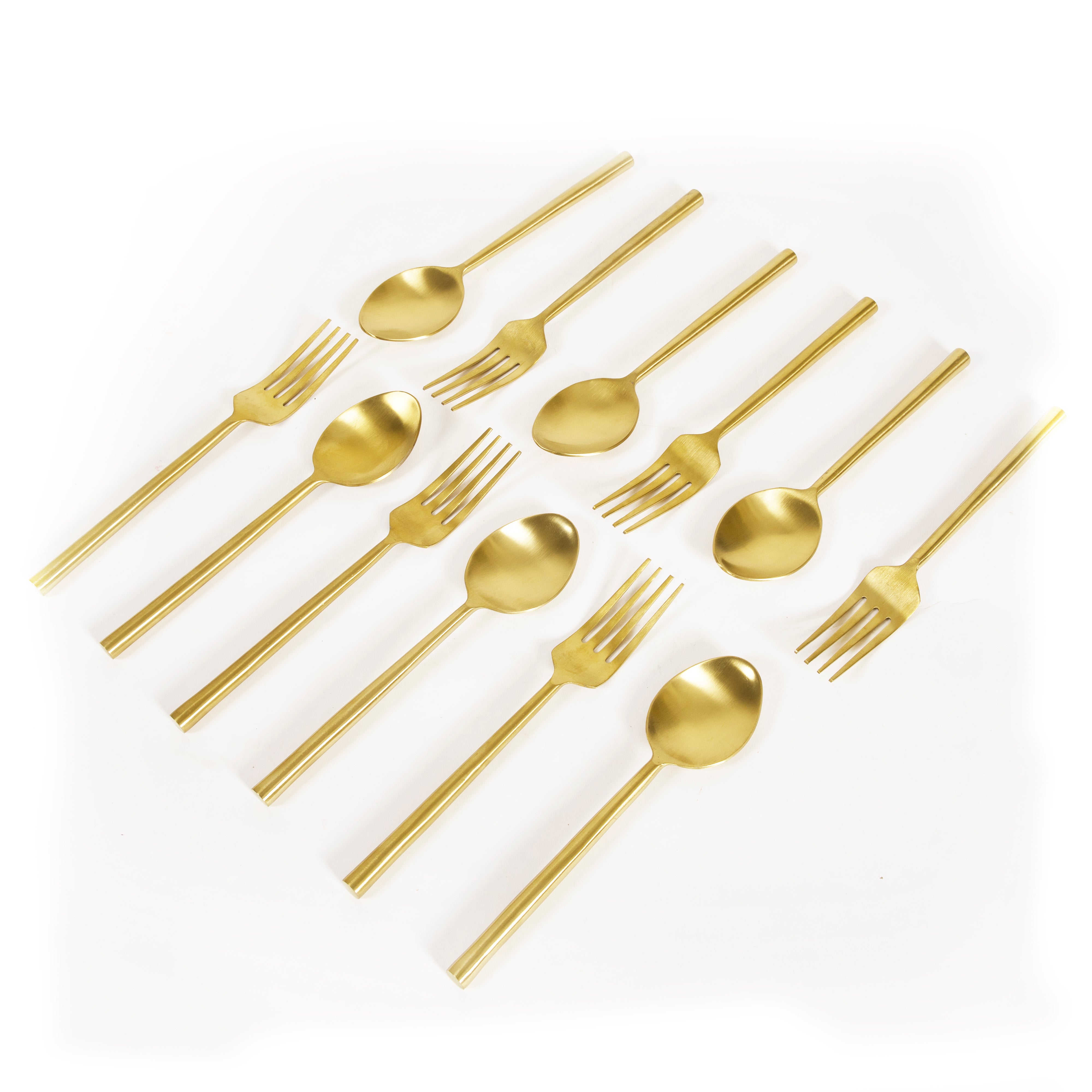 Set Of 12 Gold-Toned Stainless Steel Cutlery Sets
