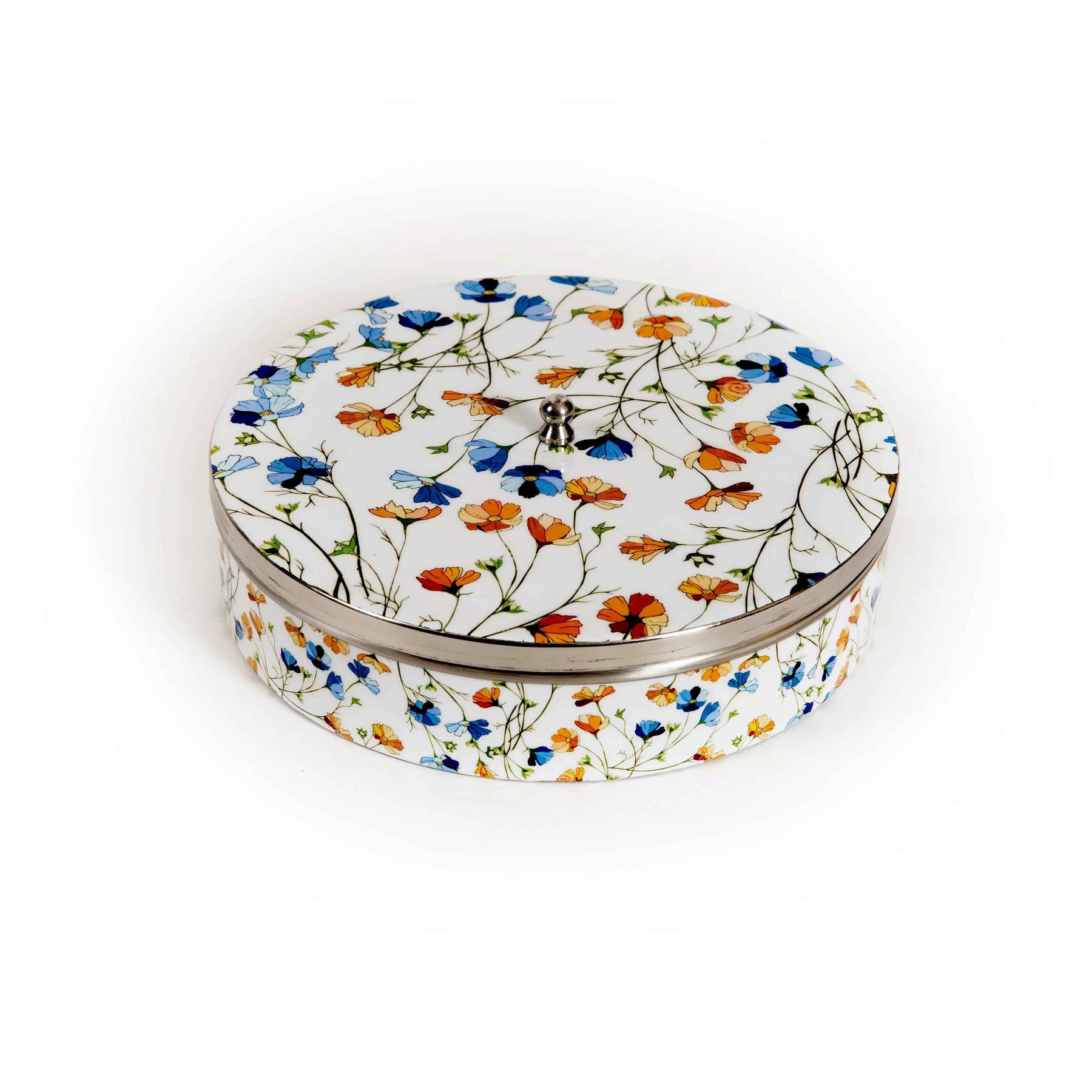 Premium Stainless Steel Masala Box (Spice Box) in Spring Blossom Design