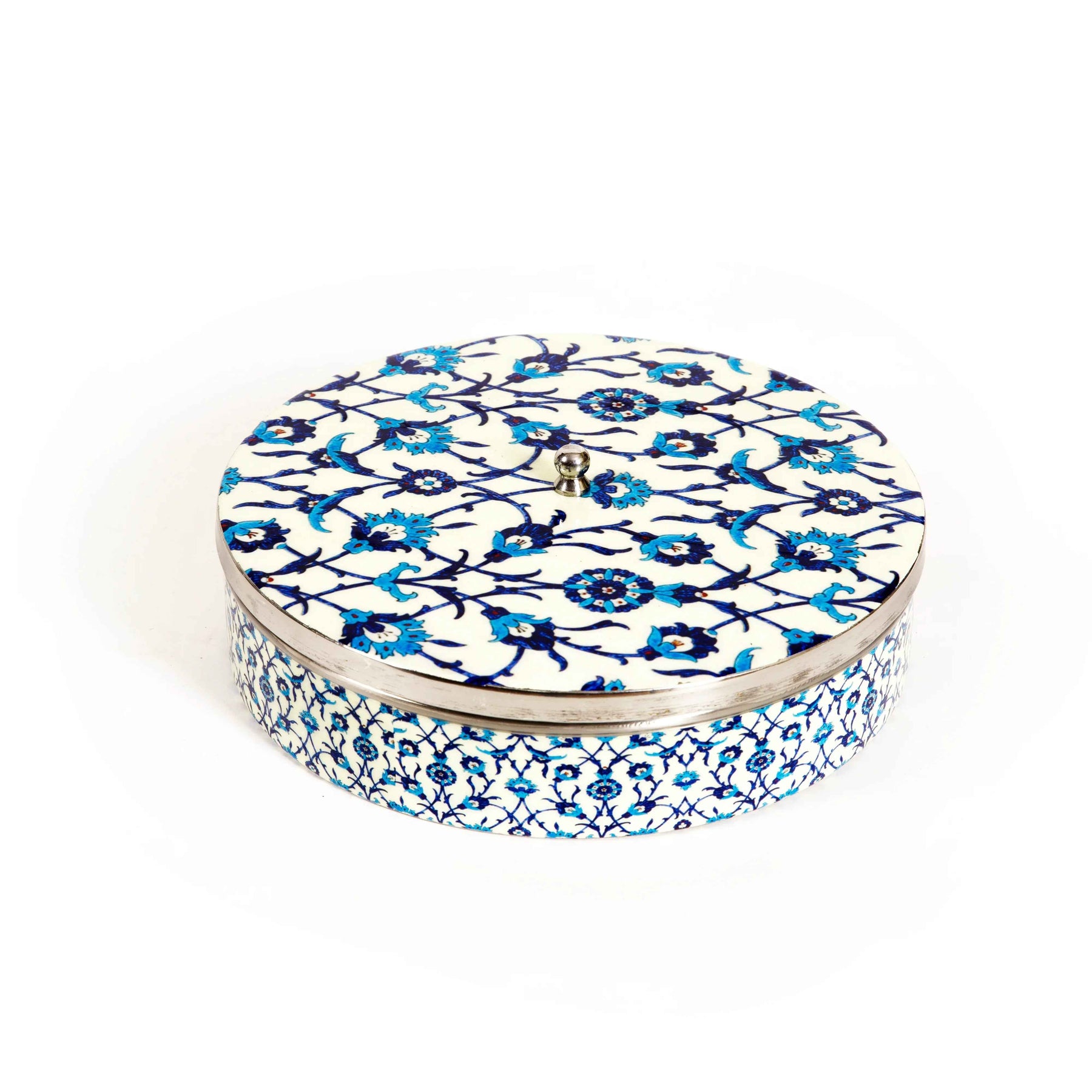 Premium Stainless Steel Masala Box (Spice Box) in Wildfloral Design