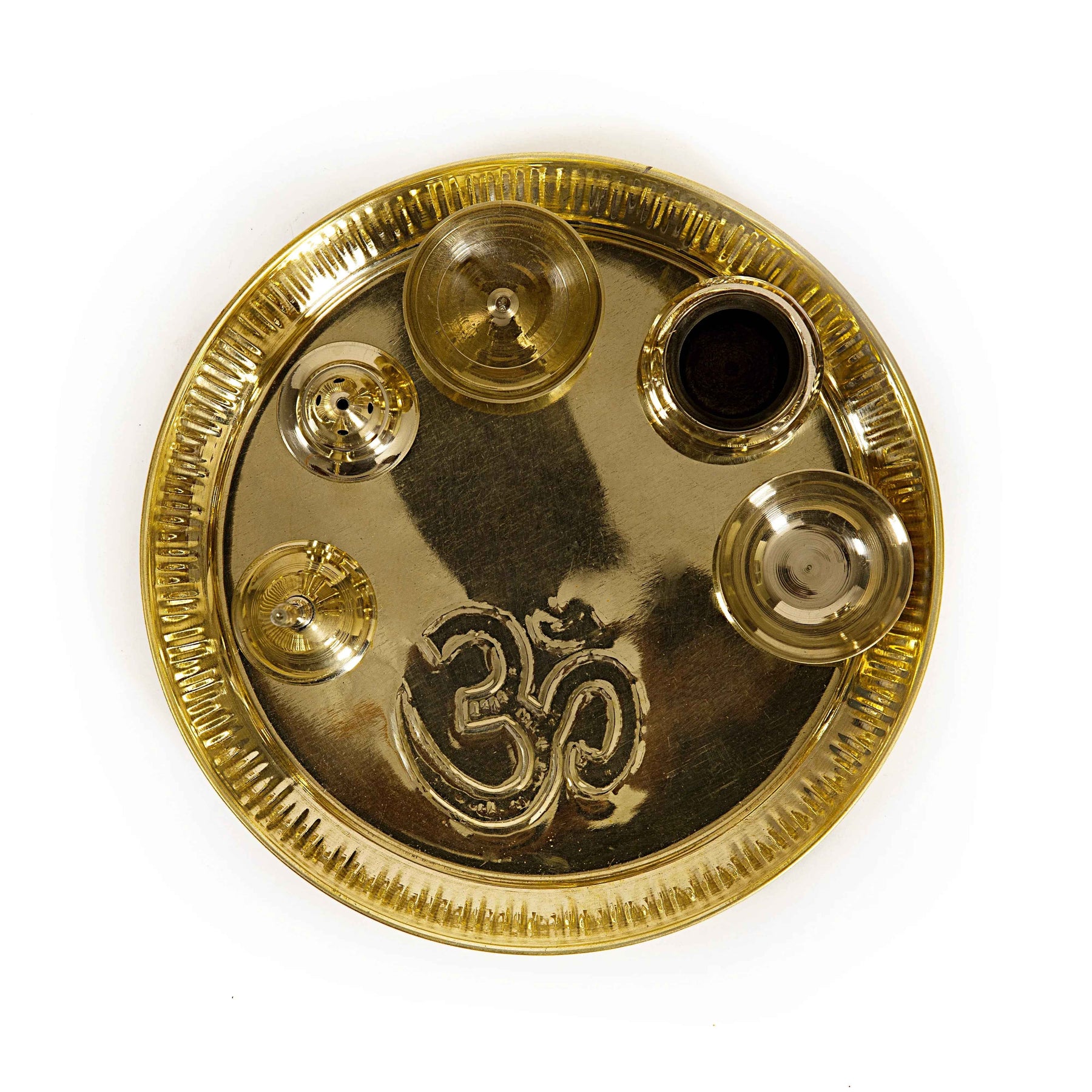 Traditional Golden Pooja Thali Set with Diya & Puja Essentials
