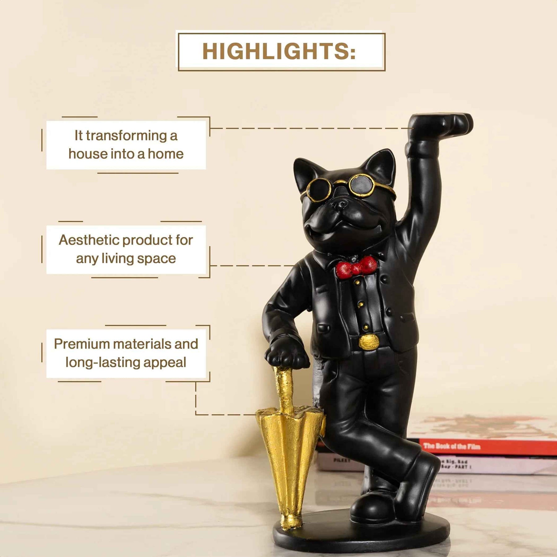 Decorative Gentleman Dog Showpiece with Umbrella
