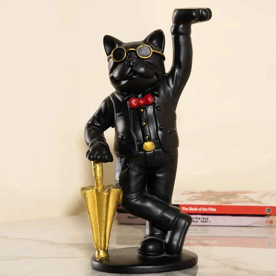 Decorative Gentleman Dog Showpiece with Umbrella